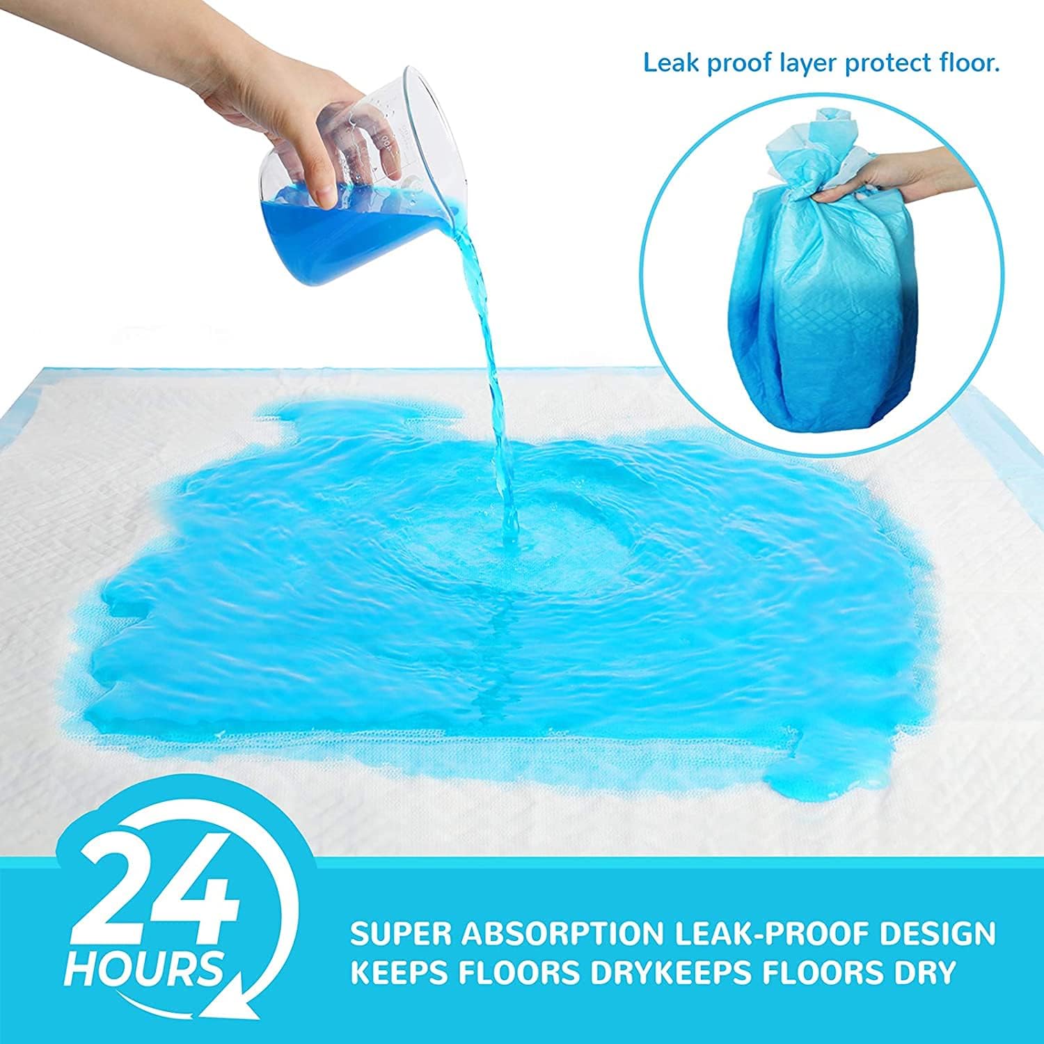Dog and Puppy Training Pads （40 Pack）, Disposable Dog Pee Pads, Ultra Absorbent & Leak-Proof Pet Underpads, Dry Quickly Pee Pad for Dog Cats Rabbits or Other House Training Pets (60*60 cm)