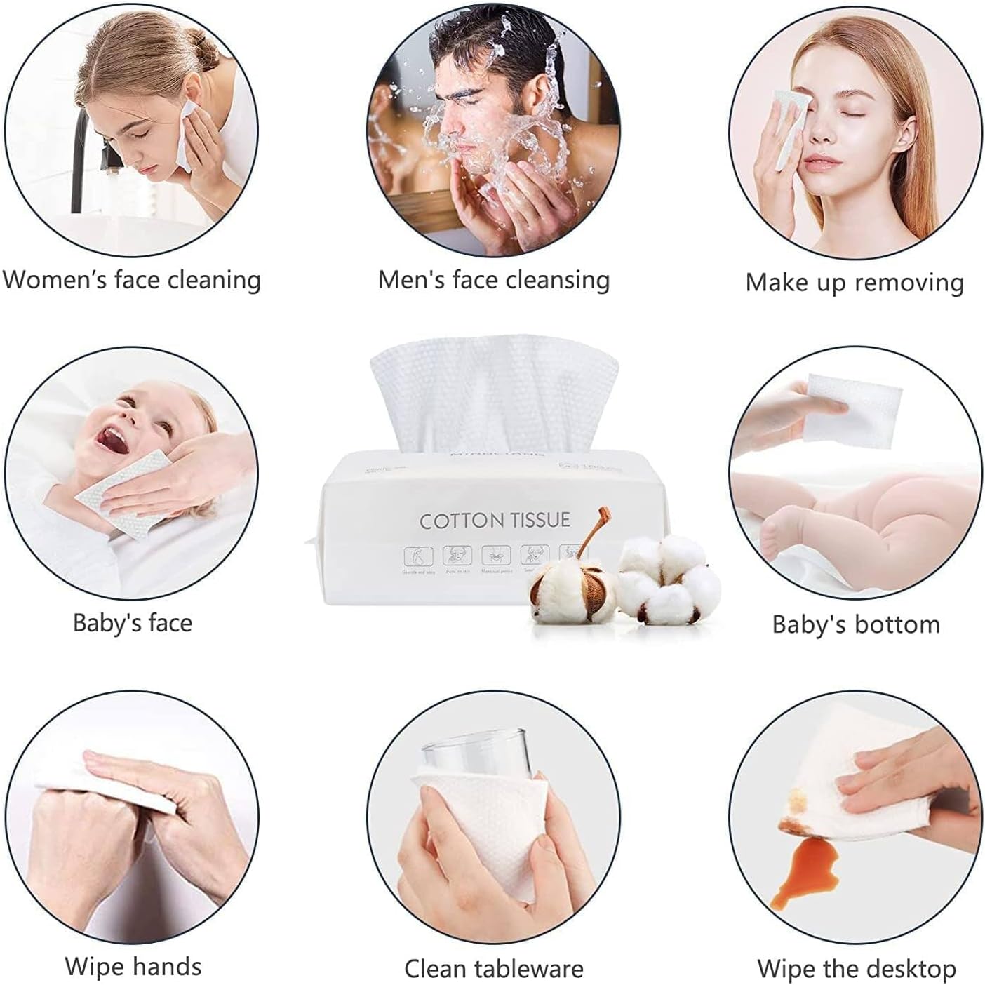 4Packs Disposable Face Towel Soft Washcloths Facial Cleansing Cotton Tissue Wet Dry Wipes Makeup Remover Towel for Skincare