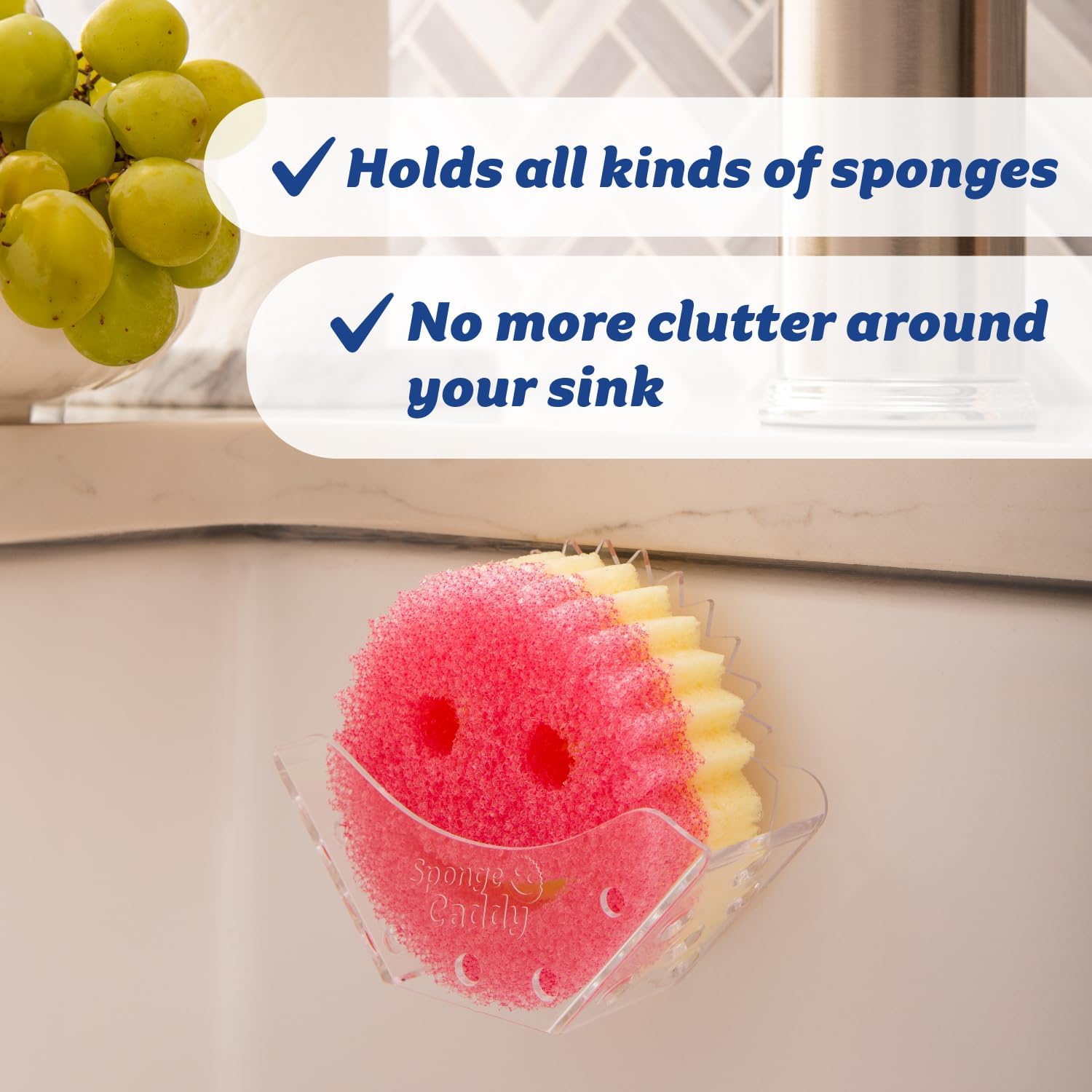 Scrub Daddy Sponge Caddy Holder With Suction Cups And Smart Storage