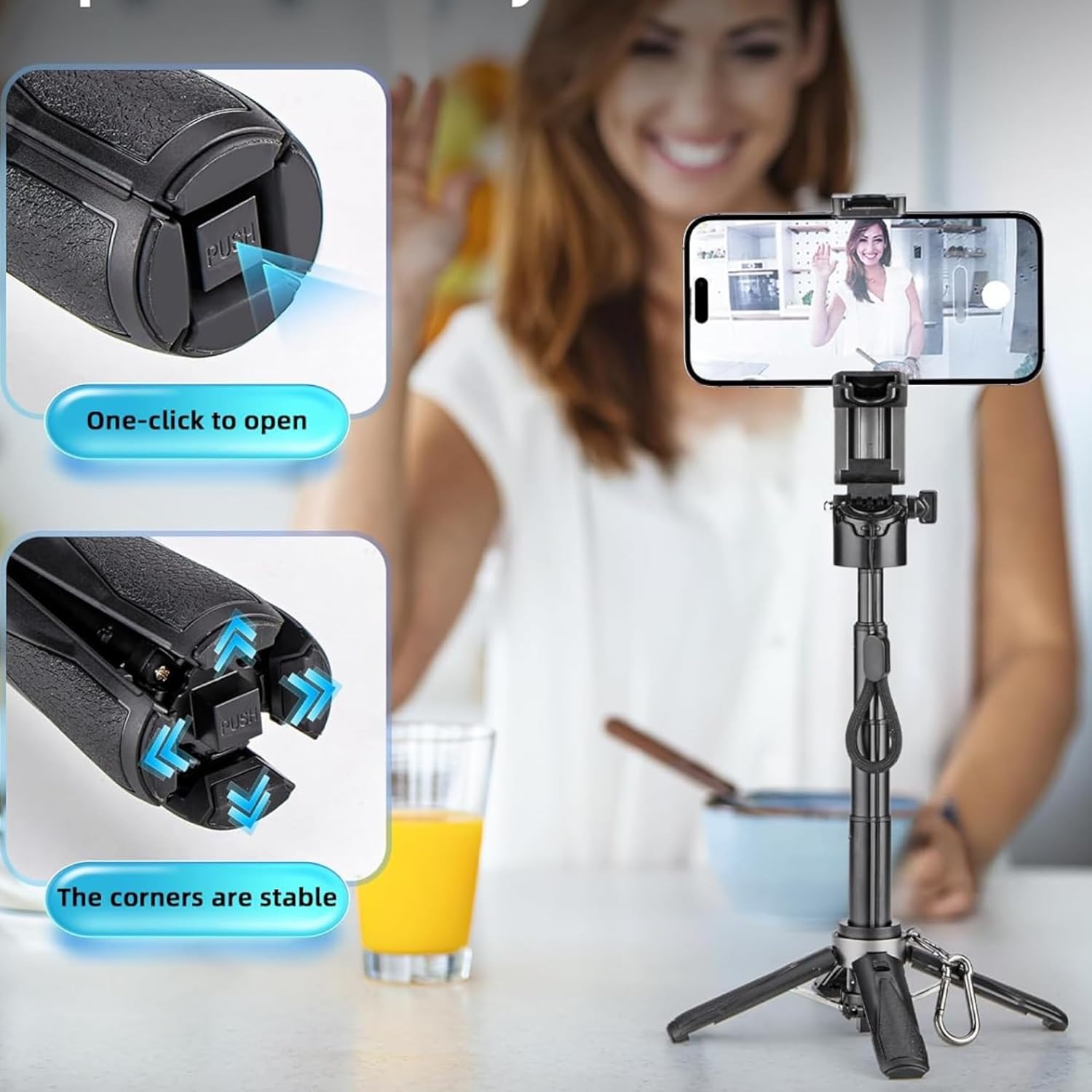 Mini Selfie Stick Tripod with Remote, 3-in-1 Portable Phone Tripod Grip with 2 Cold Shoe Mounts, 360° Rotation Pocket Size Phone Holder for iPhone, Android, Vlog, Livestreaming, Photography (P15 MINI)
