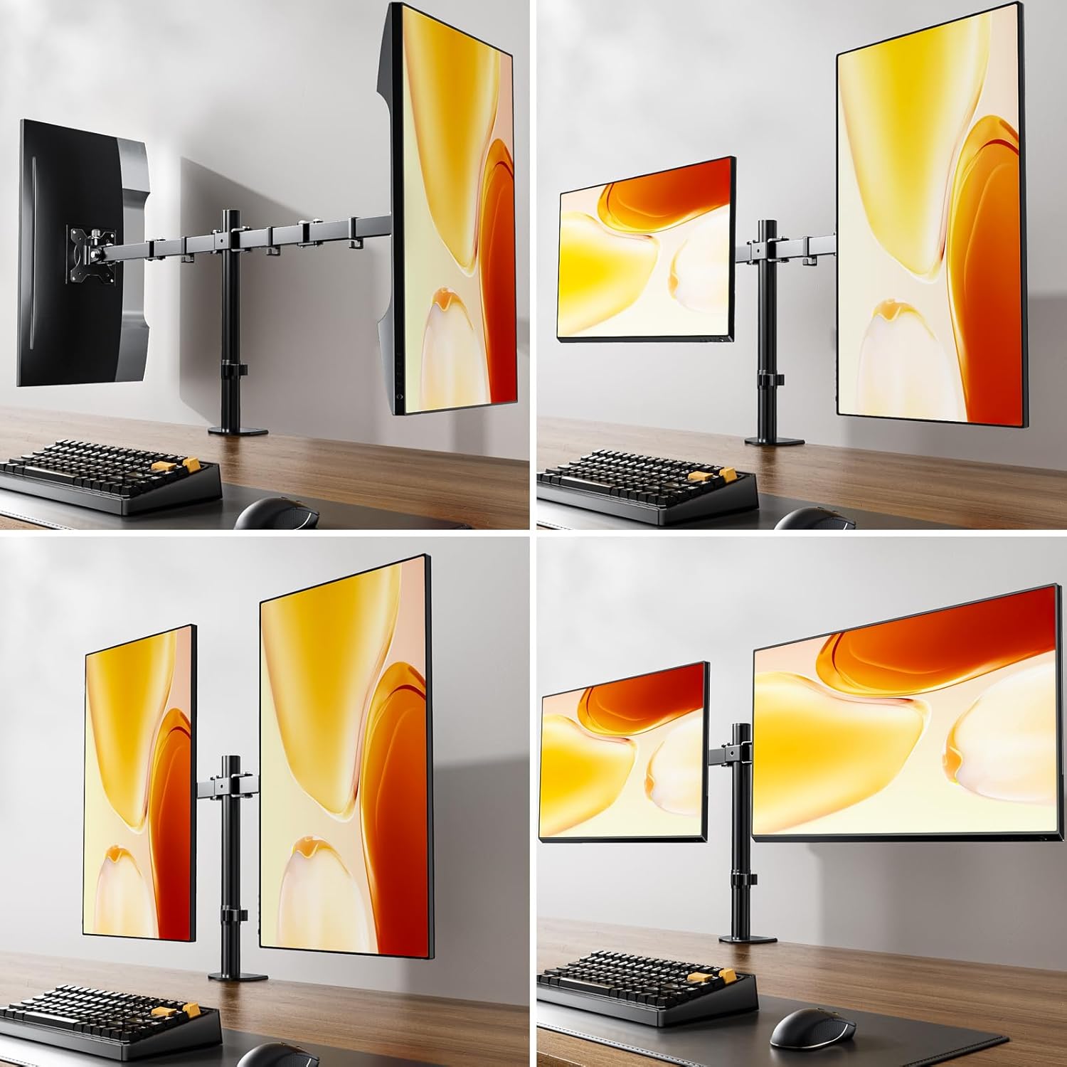 LIFE Dual Monitor Arm - Height Adjustable Dual Monitor Arm for 13-27" Computer Screens UP to 8KGs, Ergonomic Heavy Duty Dual VESA Monitor Mount 75mm/100mm, Designed for Home, Office