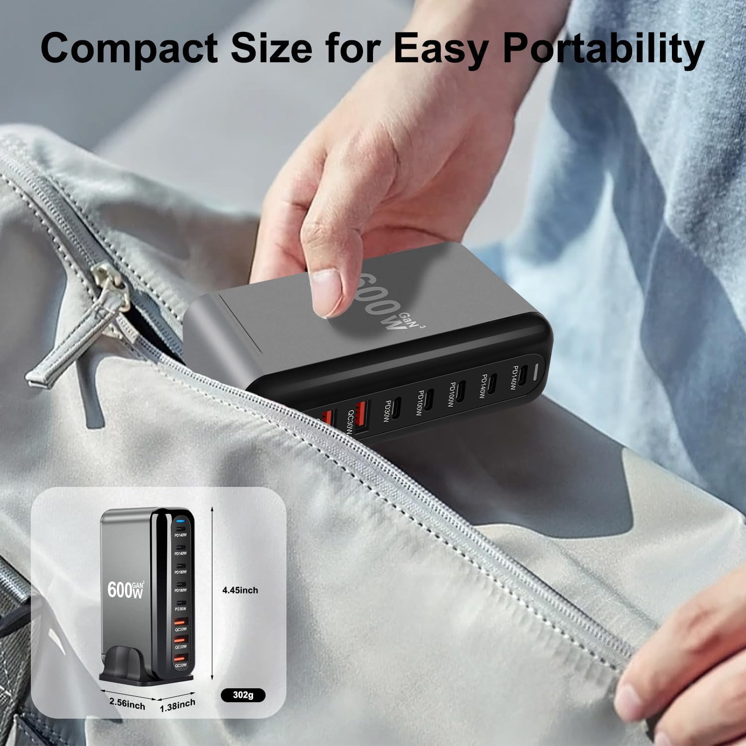 M.A&F's 600W USB A&USB C 【New Update】Charging Station,5 Type-C Ports 【2×140W, 2x 100W,1x30W】 and 3 USB Ports 【QC30W】 Charge Charging Station Type-C hub,GaN Technology