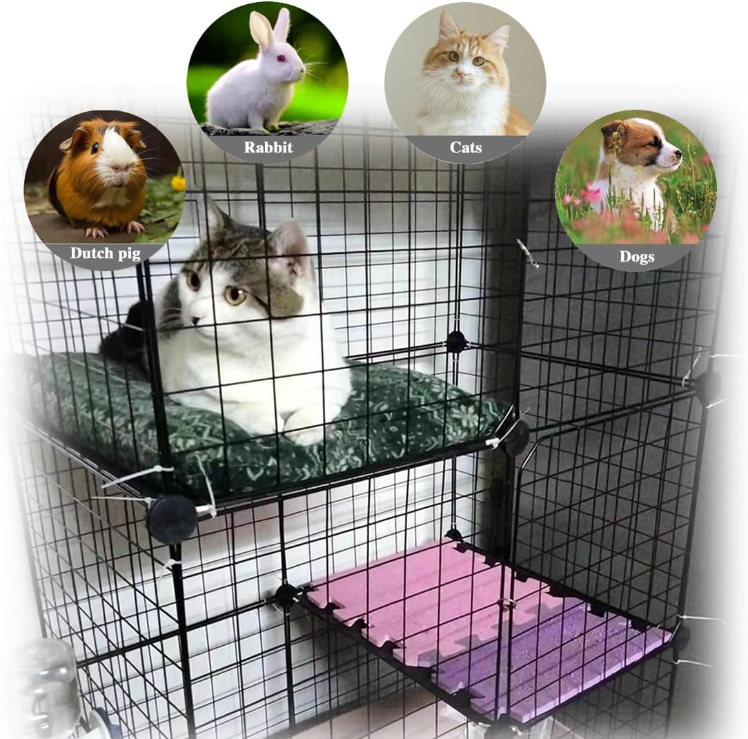 M.A&F's 3 Tier Cat Cage Indoor DIY Pet Playpen Detachable Metal Small Animal Cage Wire Ferret Cage Indoor Cat Kennels for Kitten Puppy Bunny