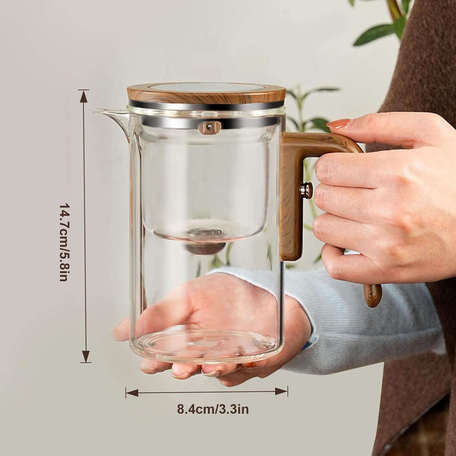 M.A&F's Enchanti Tea Pot, Glass Teapot with Infuser, Magic Witchcraft Enchanted Tea Kettle with Strainer for Water Separation, Magical Push Control Tea Maker for Loose Leaf & Herbal Teas -600ML