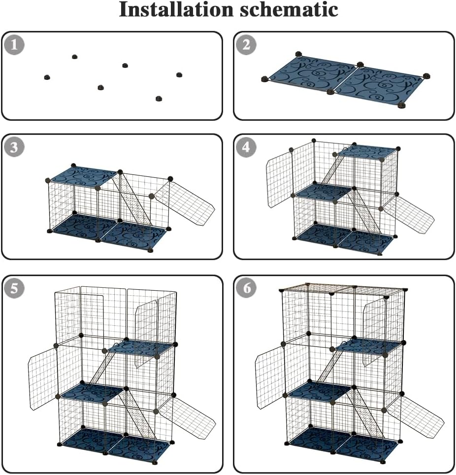 M.A&F's 3 Tier Cat Cage Indoor DIY Pet Playpen Detachable Metal Small Animal Cage Wire Ferret Cage Indoor Cat Kennels for Kitten Puppy Bunny