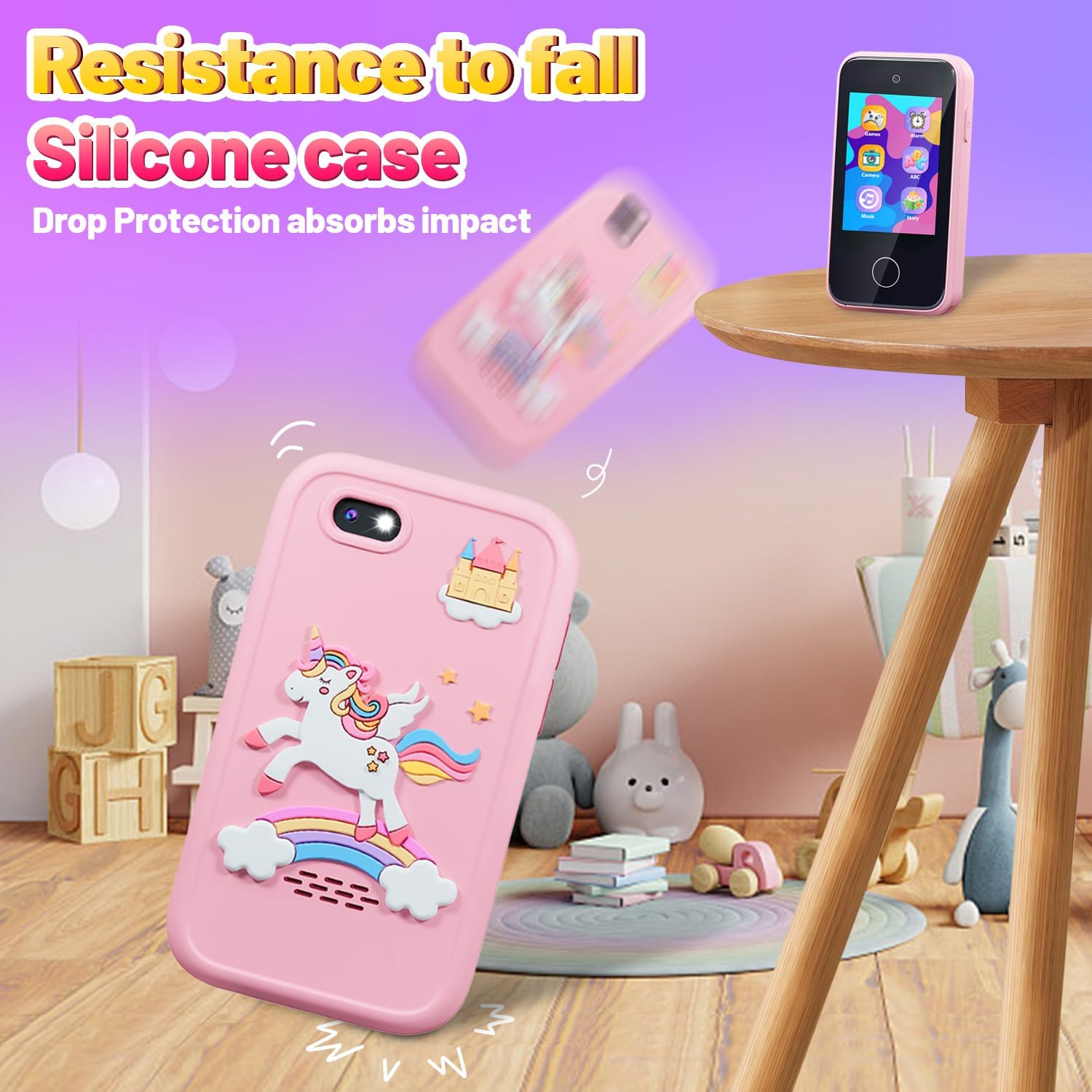 Kids Smart Phone Toys for Girls Ages 3-7 with Dual Camera - Toddler Phone Toys with Learning Games, Travel Toys with MP3 Music Player for Birthday Gifts for 3 4 5 6 7 Year Old Kids (Pink1)