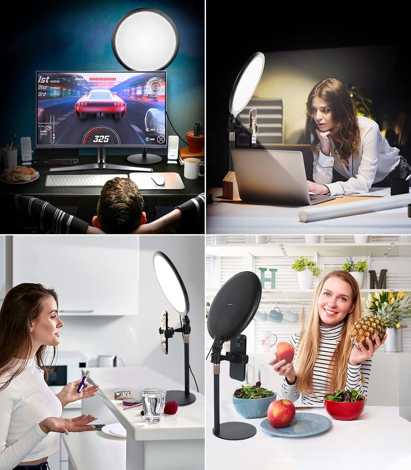 M.A&F's Ring Light with Extendable Stand for Video Shooting, 10.5 inch Full-Screen Desk Ringlight for Laptop Mobile Phone, Dimmable LED Photography Light for Computer Zoom Meeting Live Streaming Selfie