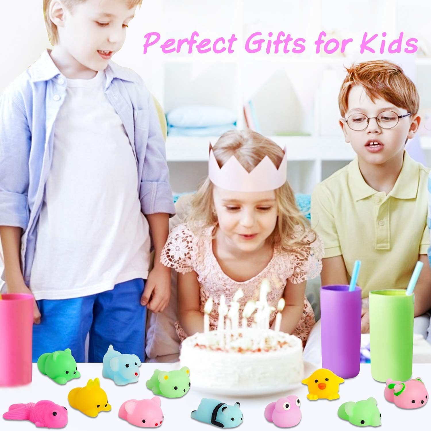 40 Pcs Kawaii Squishies, Mochi Squishy Toys for Kids Party Favors, Mini Stress Relief Toys for Party Favors, Classroom Prizes, Birthday Gift, Goodie Bag Stuffers (Animals)
