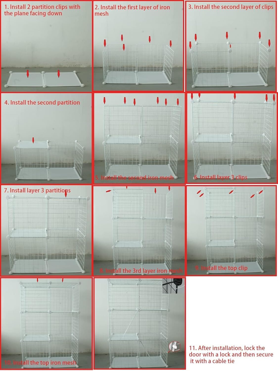 M.A&F's 3 Tier Cat Cage Indoor DIY Pet Playpen Detachable Metal Small Animal Cage Wire Ferret Cage Indoor Cat Kennels for Kitten Puppy Bunny
