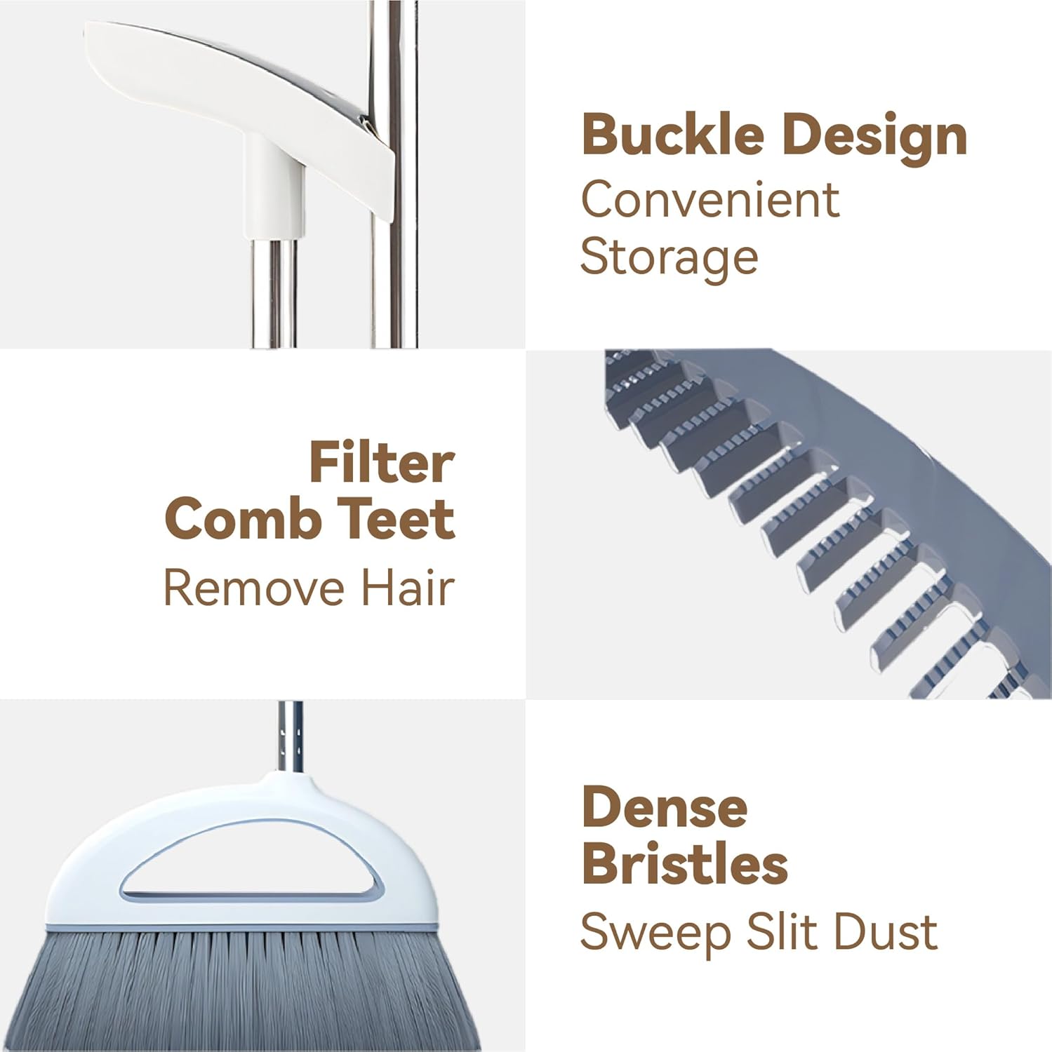 Broom And Dustpan Set, M.A&F's Standing Air Broom With Anti-Slip Long Handle & Dustpan Combo Set, Dust Pan And Brush For Home Kitchen Room Floor Cleaning Cleaning Supplies (Light Gray)