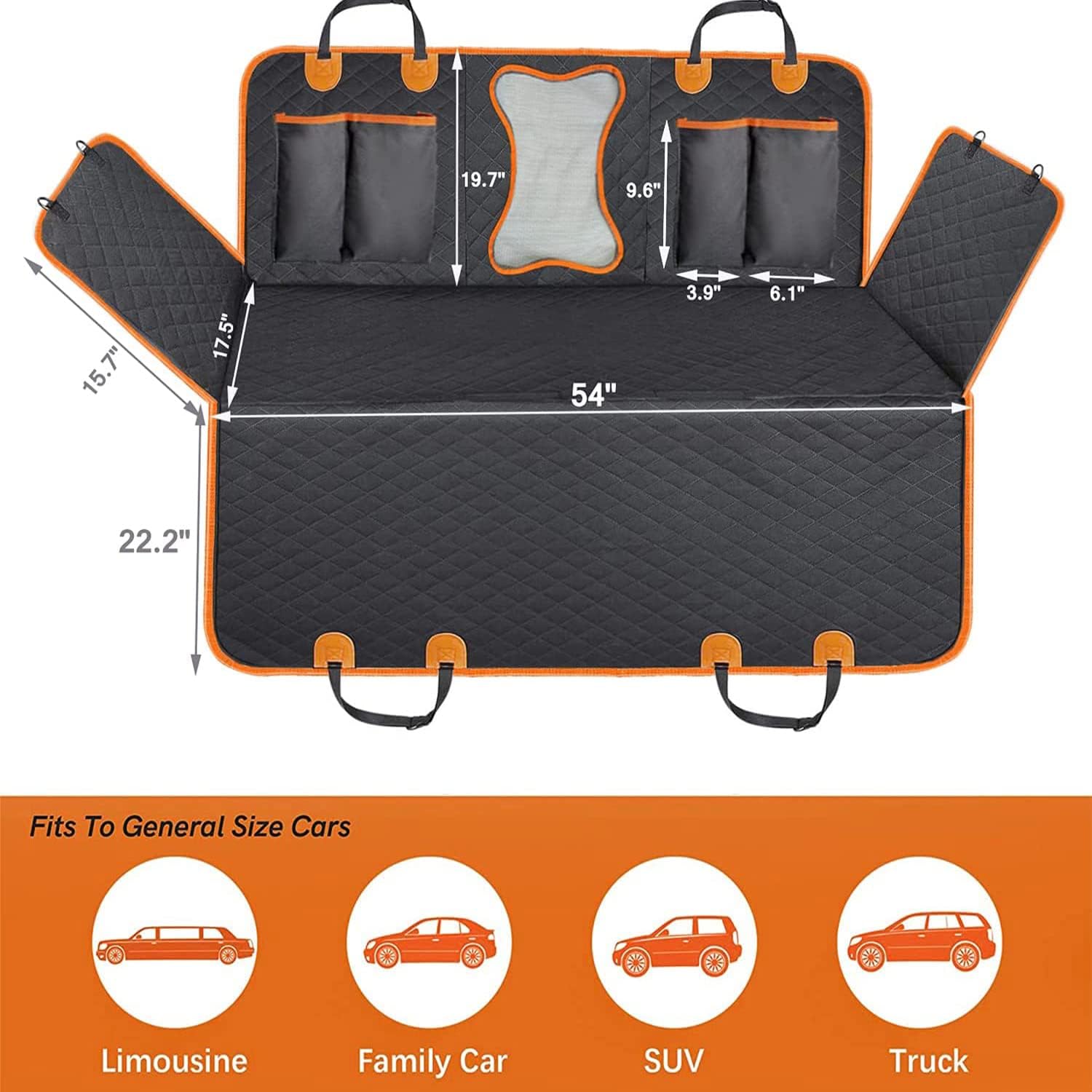 M.A&F's Dog Car Seat Cover, Waterproof and Scratchproof Dog Cover for Car Backseat, Nonslip Pet Car Seat with Mesh Window, Durable Hammock with Side Flaps for Cars, Trucks and SUV (C)