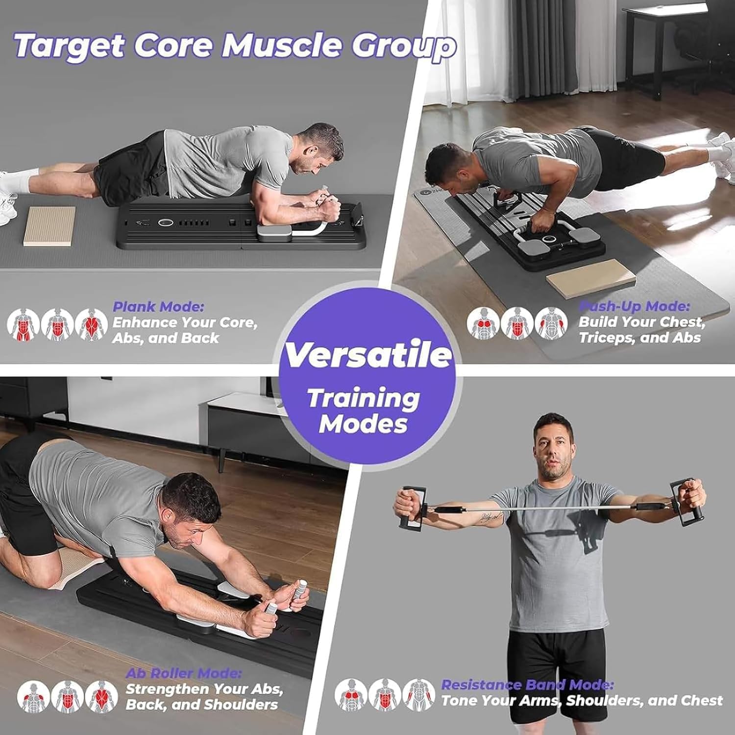 M.A&F's Foldable 5-in-1 Pilates Reformer Board with Abdominal Trainer – Multi-Purpose Portable Pilates Machine for Home Gym, Full Body Workout Equipment for Beginners & Advanced Users