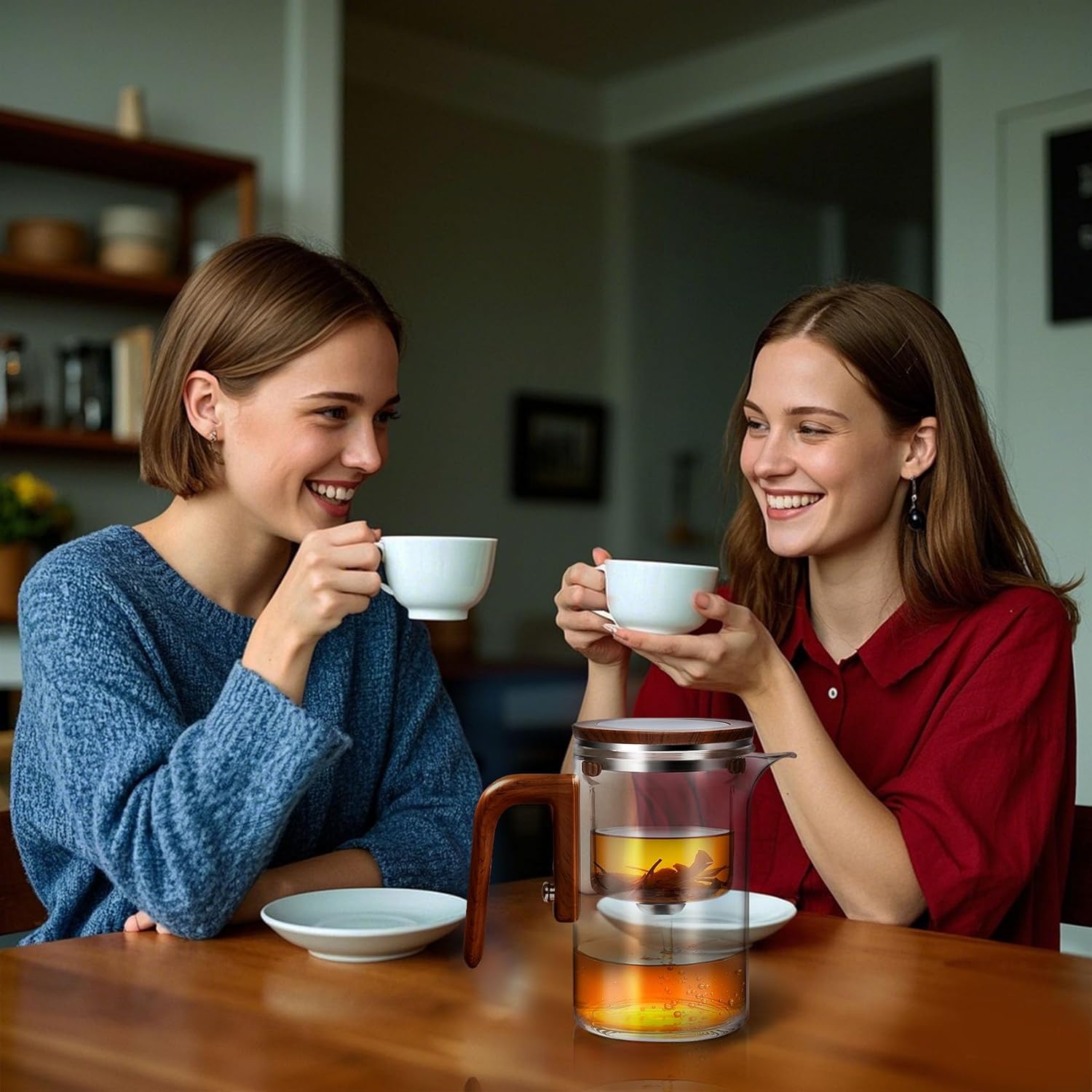 M.A&F's Enchanti Tea Pot, Glass Teapot with Infuser, Magic Witchcraft Enchanted Tea Kettle with Strainer for Water Separation, Magical Push Control Tea Maker for Loose Leaf & Herbal Teas -600ML
