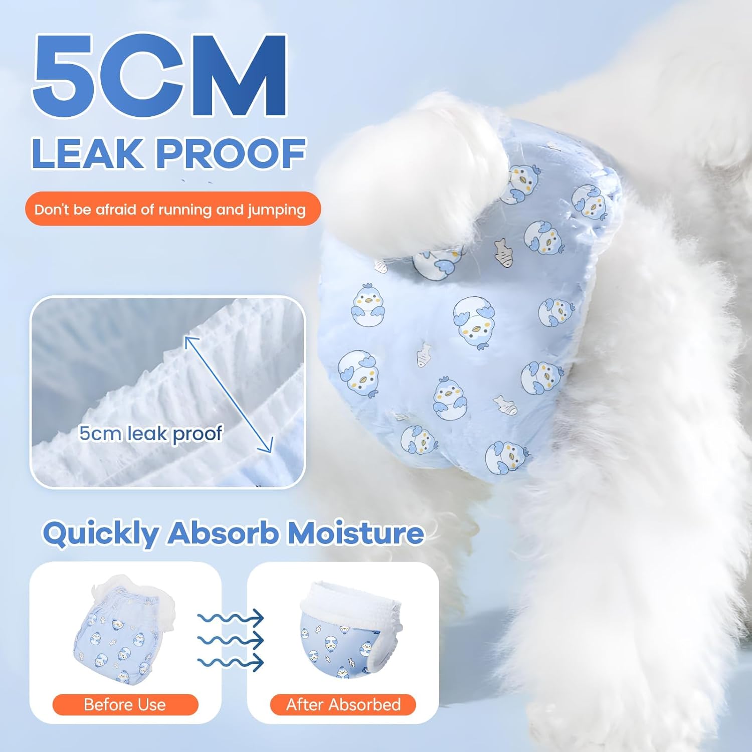 Disposable Dog Diapers, Soft Absorbent Puppy Diapers for Female Dogs, Elastic Waist Diapers for Heat Period and Excitable Urination, Reusable and Leak-Proof (10PCS, Size: S)