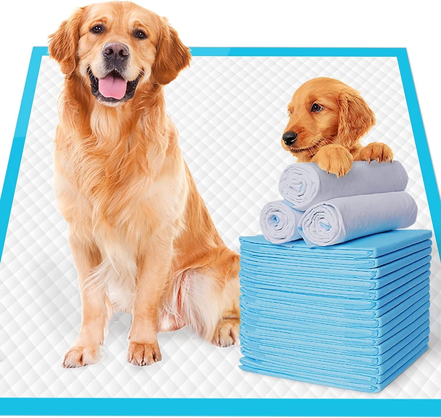 Dog and Puppy Training Pads （40 Pack）, Disposable Dog Pee Pads, Ultra Absorbent & Leak-Proof Pet Underpads, Dry Quickly Pee Pad for Dog Cats Rabbits or Other House Training Pets (60*60 cm)
