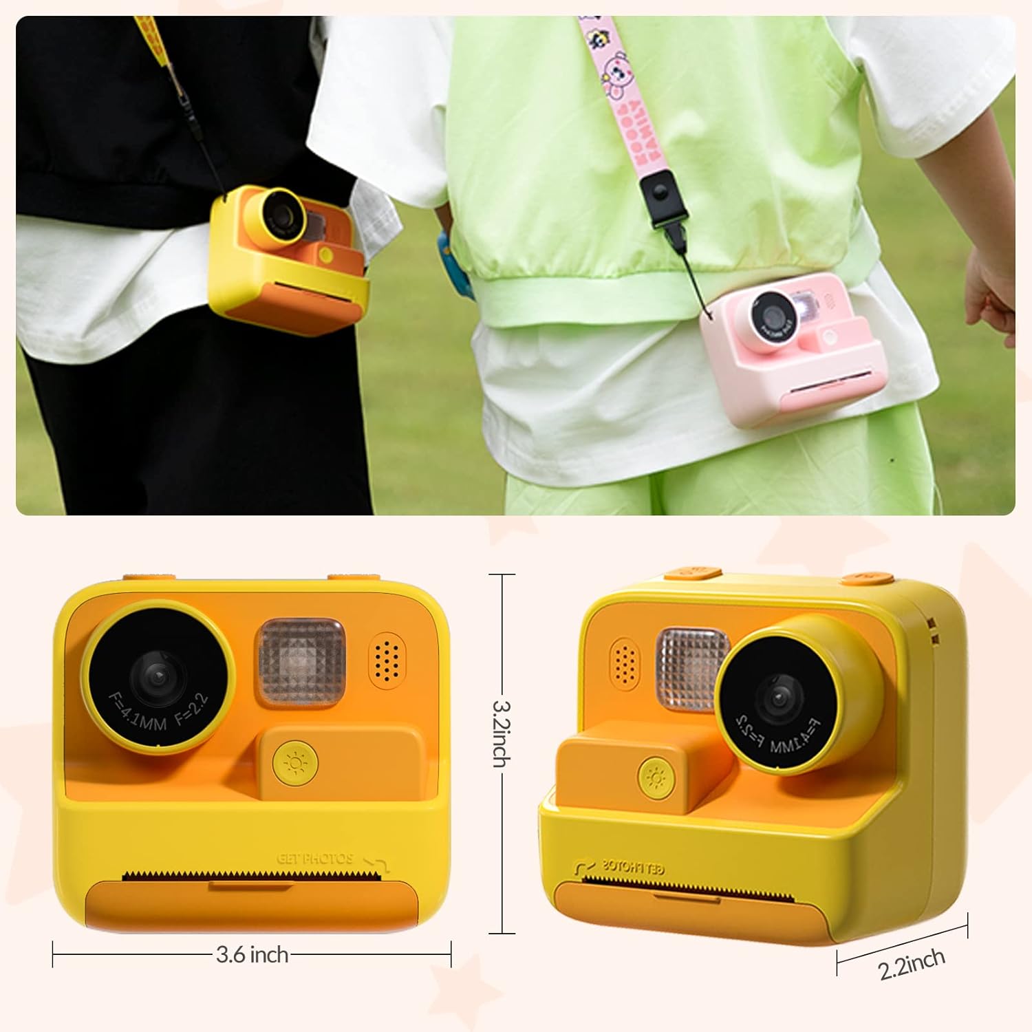 M.A&F's Kids Camera Instant Print, 48MP Digital Camera with Zero Ink, Selfie 1080P Video Camera with 32G TF Card, Toys Gifts for Girls Boys Aged 3-12 for Christmas/Birthday/Holiday (Orange)