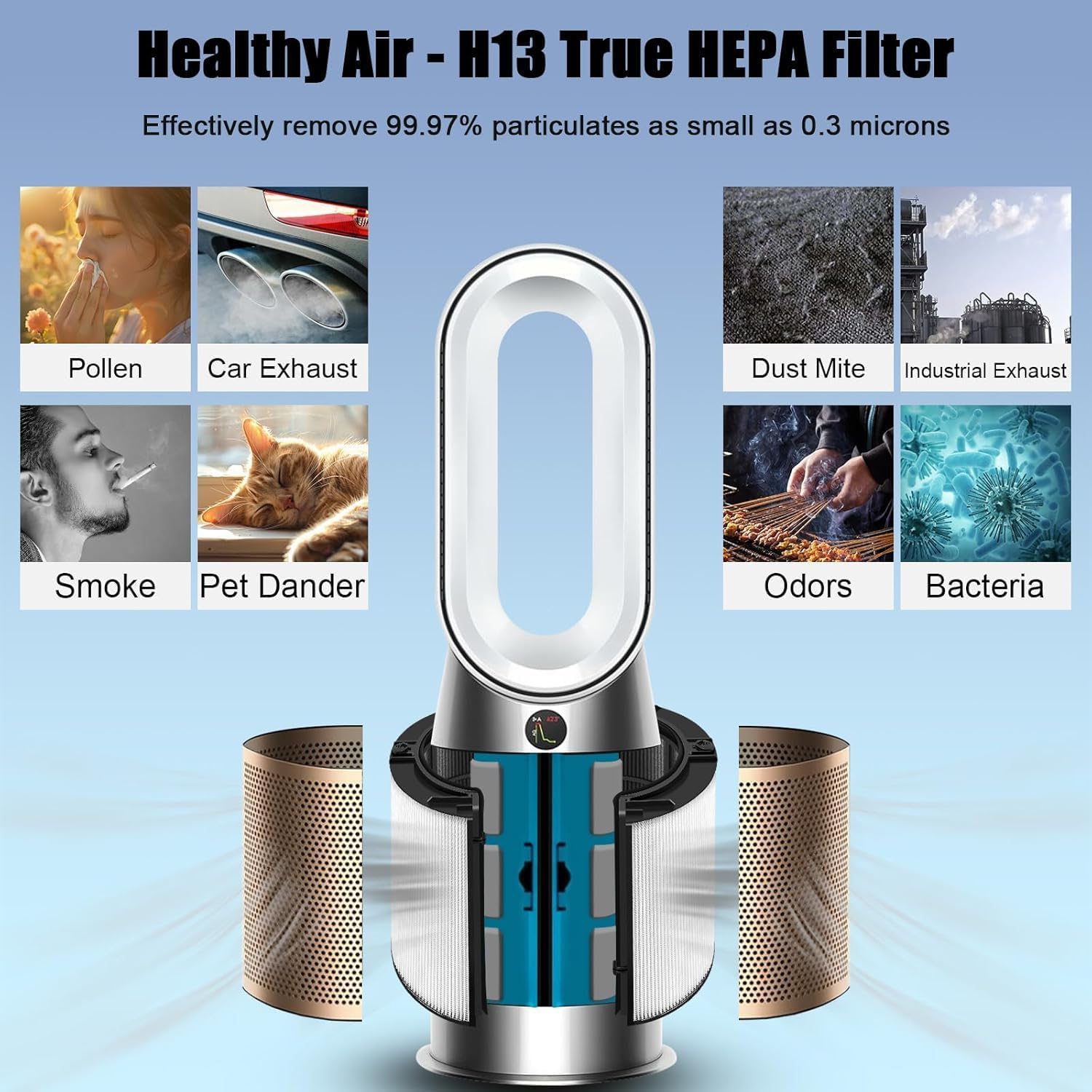 2 in 1 HEPA+Carbon Filter Compatible with Dyson HP04 TP04 DP04 PH04 HP09 TP09 HP07 TP07 HP06 TP06, H13 Grade True HEPA Replacement Filter (Black) (1)