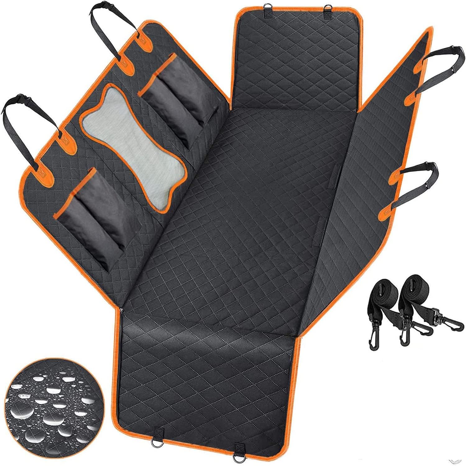 M.A&F's Dog Car Seat Cover, Waterproof and Scratchproof Dog Cover for Car Backseat, Nonslip Pet Car Seat with Mesh Window, Durable Hammock with Side Flaps for Cars, Trucks and SUV (C)