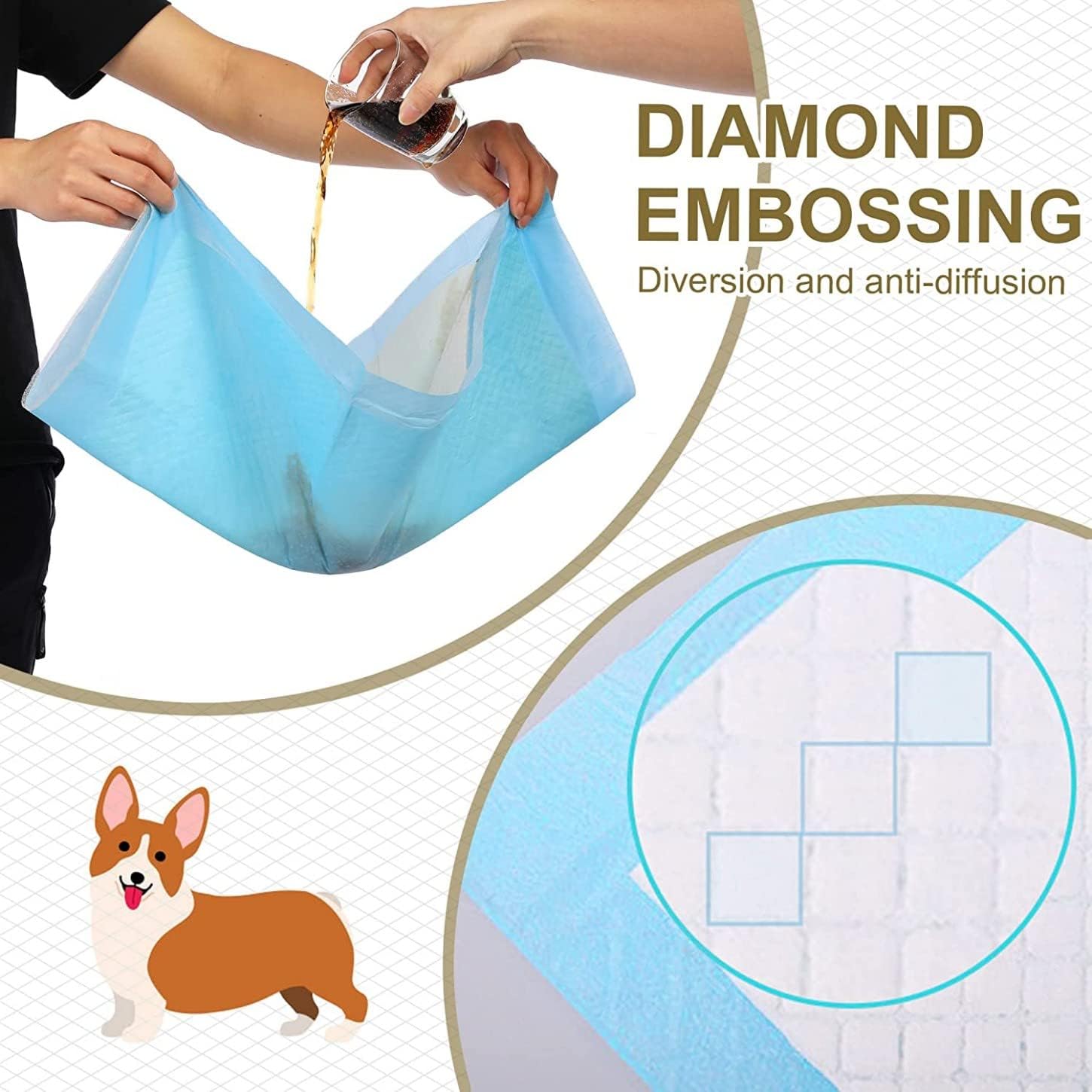 M.A&F's Disposable Absorbent Quick Drying Leak-Proof Pee Pads, Disposable Training Pads For Pets with 5 Highly Absorbent Layers, Puppy Pads For Potty Training For Pets 45X60cm, 50 Pieces
