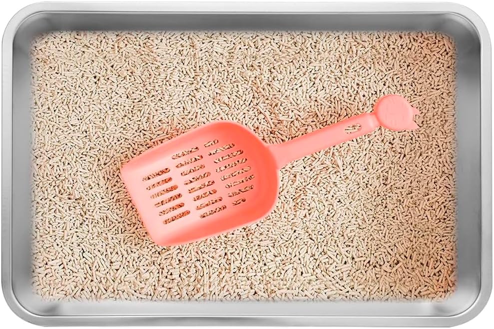M.A&F's Extra Large Stainless Steel Open Cat Litter Box with High Sides, Metal Litter Pan for Cat, 23.6 x 15.7 x 5.9 inches