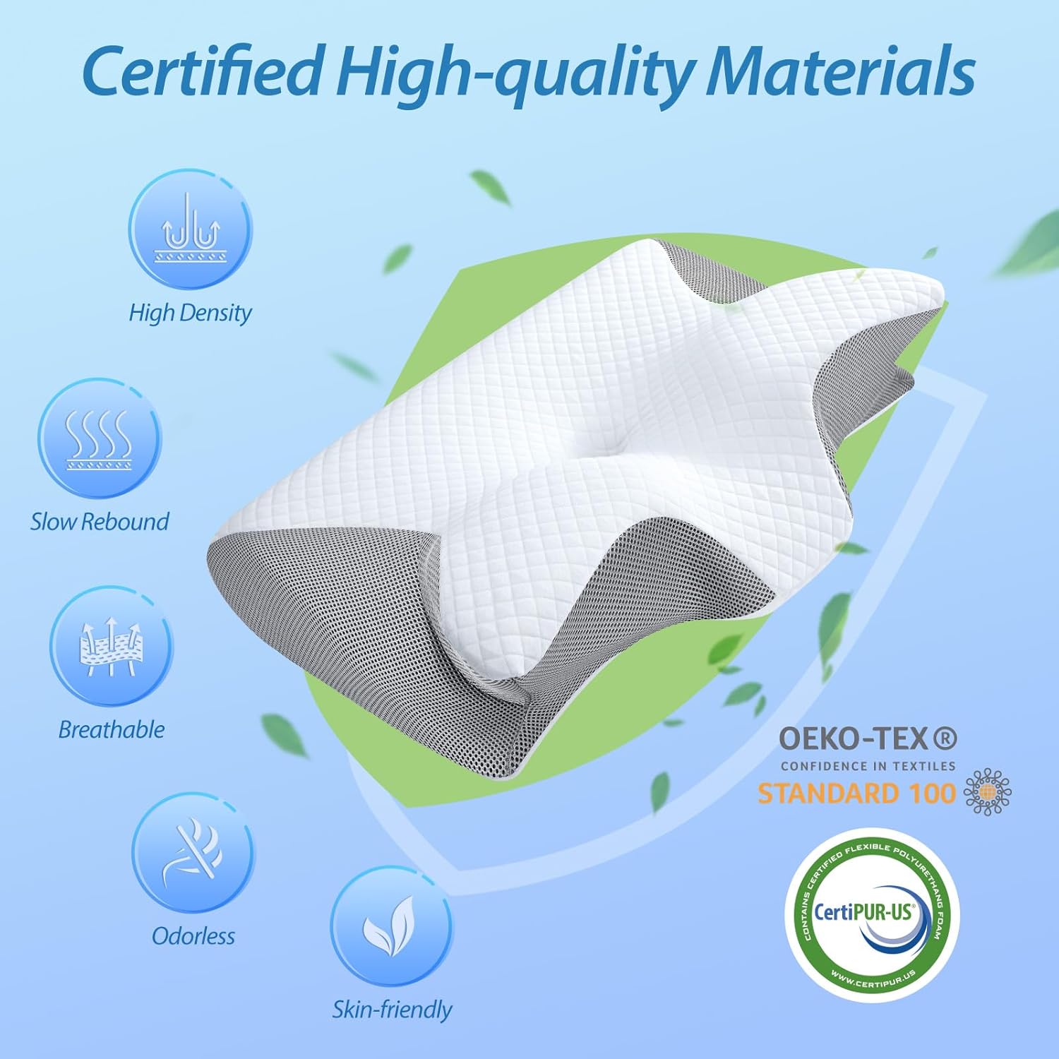 M.A&F's Memory Foam Cervical Pillow, 2 in 1 Ergonomic Contour Orthopedic Pillow for Neck Pain, Contoured Support Pillows for Side Back Stomach Sleepers