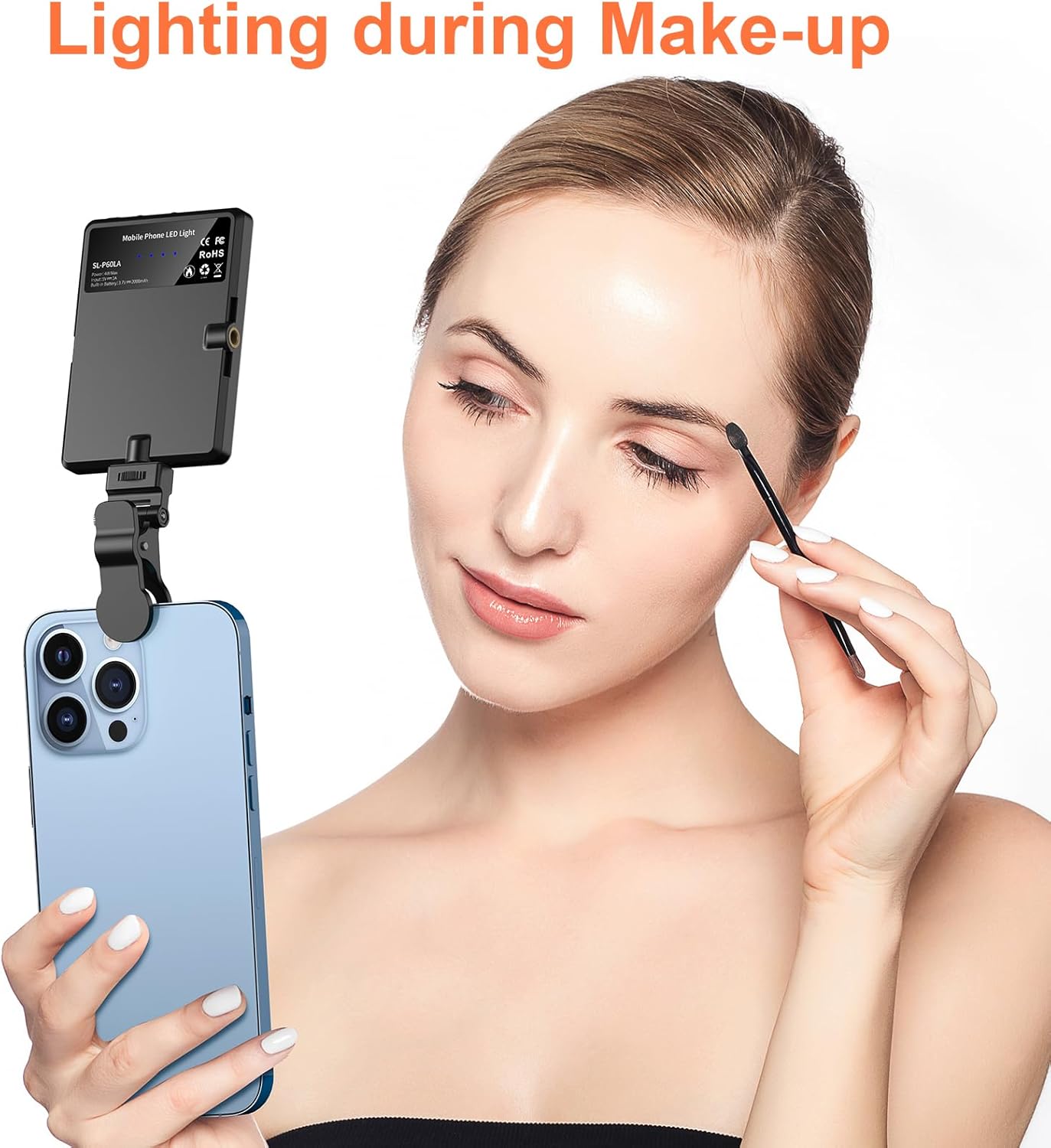 M.A&F's 60LED Portable Selfie Light, Rechargable USB Light with Clip & Double 1/4" Screw Hole, 2500k-9000K Dimmable Phone Video Lamp for Phone/Laptop/Tablet/Camera, for Selfie/Video Conference-Black