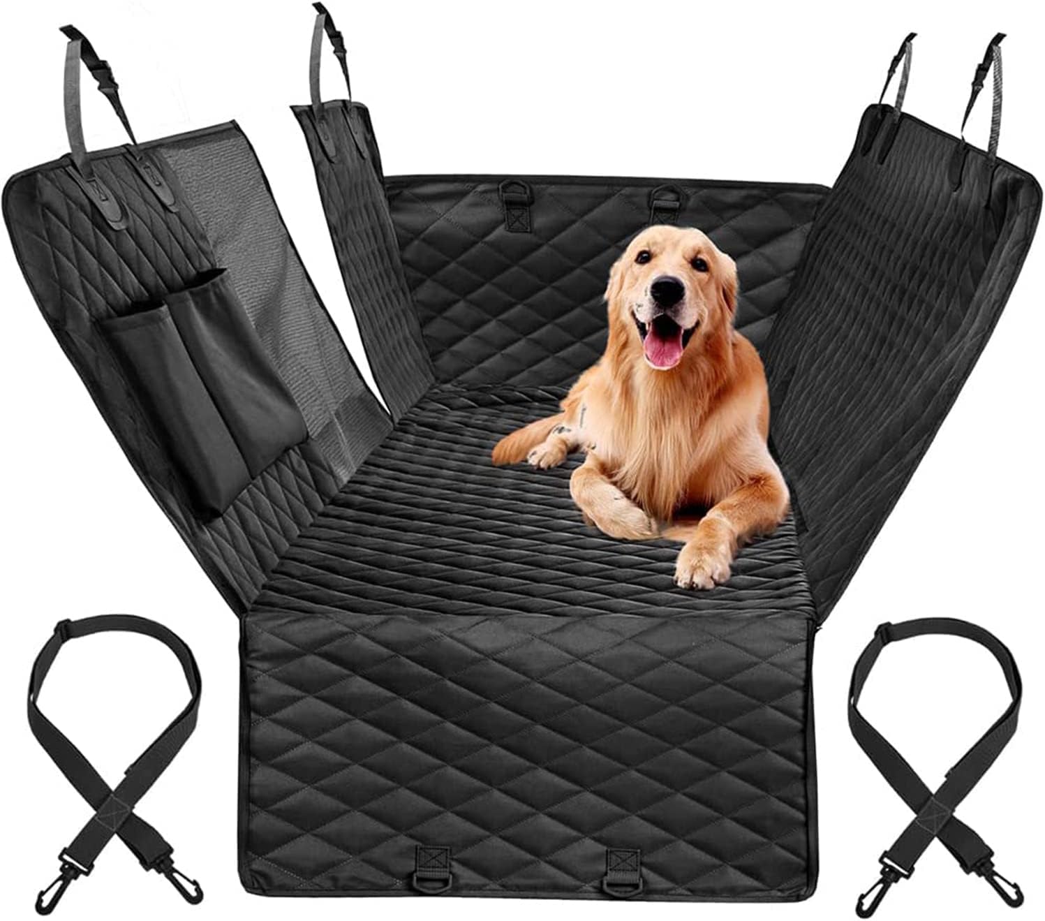 M.A&F's Dog Car Seat Cover, Waterproof and Scratchproof Dog Cover for Car Backseat, Nonslip Pet Car Seat with Mesh Window, Durable Hammock with Side Flaps for Cars, Trucks and SUV (A)