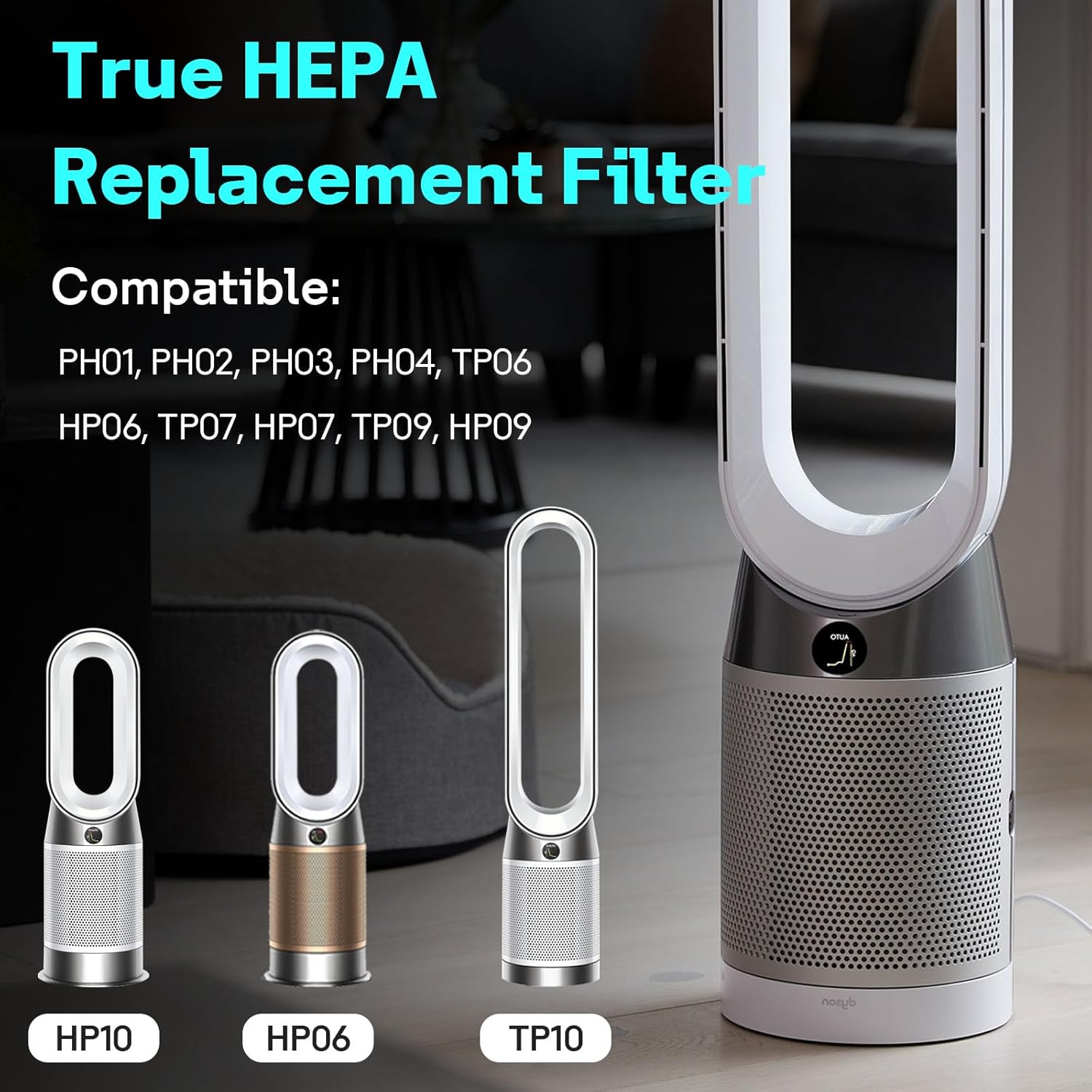 M.A&F's True HEPA+Carbon Filter 2-Pack Replacement for Dyson PH01 PH02 PH03 HP06 TP06 HP07 TP07 HP09 TP09 HP10 TP10 360° Combi Glass Purifying Fans, Compatible with Dyson Pure Cool Hot Air Puri-fier