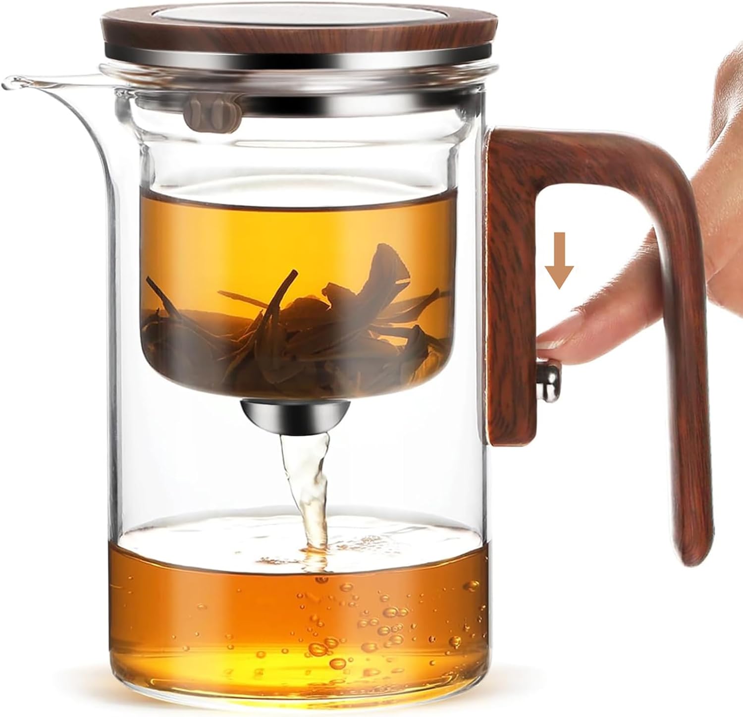 M.A&F's Enchanti Tea Pot, Glass Teapot with Infuser, Magic Witchcraft Enchanted Tea Kettle with Strainer for Water Separation, Magical Push Control Tea Maker for Loose Leaf & Herbal Teas -600ML
