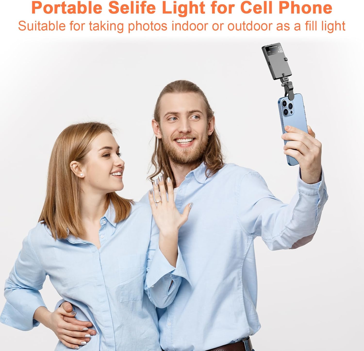 M.A&F's 60LED Portable Selfie Light, Rechargable USB Light with Clip & Double 1/4" Screw Hole, 2500k-9000K Dimmable Phone Video Lamp for Phone/Laptop/Tablet/Camera, for Selfie/Video Conference-Black