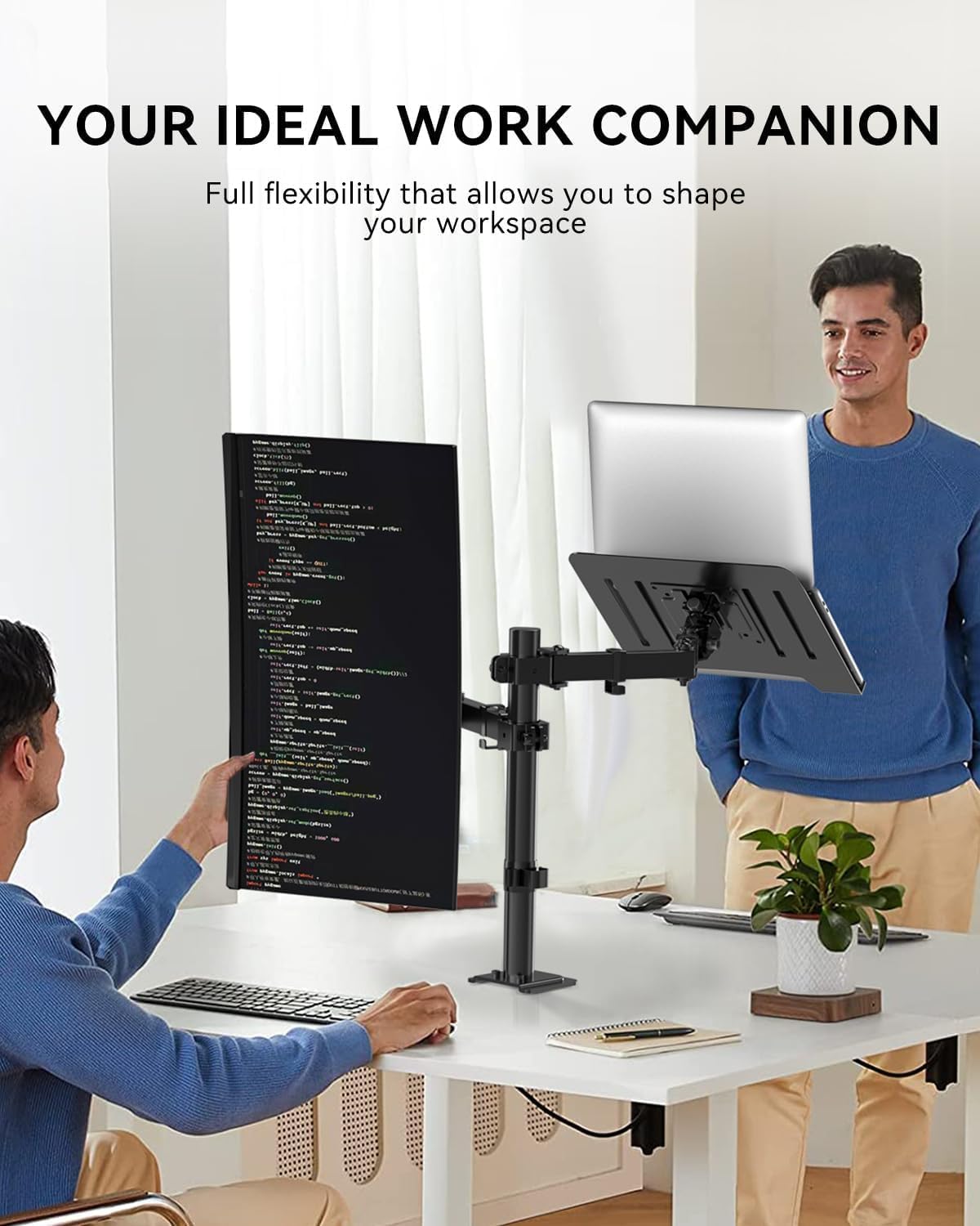 M.A&F's PROFESSIONAL Dual Monitor Arm with Laptop Tray - Dual Vesa Mount Arm, Monitor Stand with Laptop Holder, Dual Screen Mount for 13-32", 2 Vesa Stand Up to 8Kg for Gaming & Office