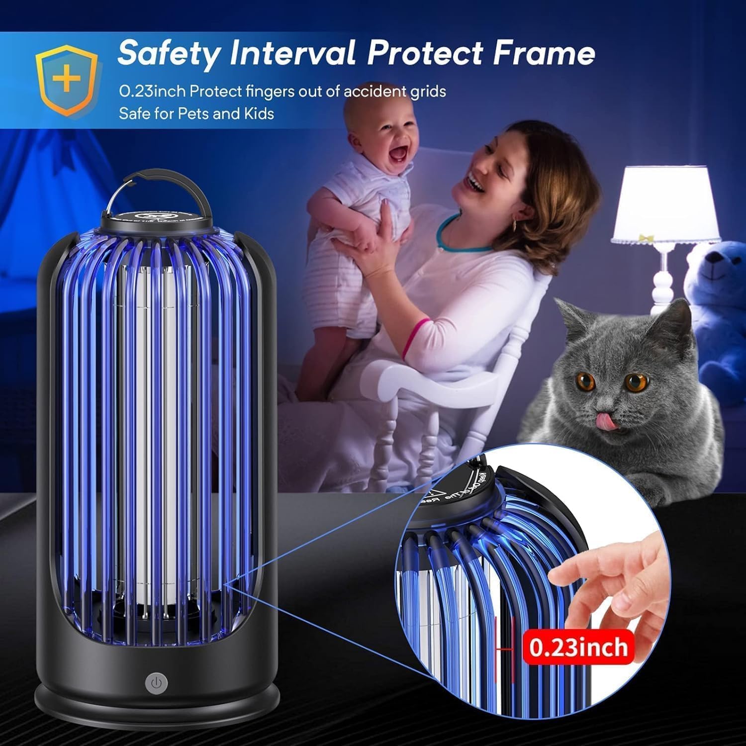 Bug Zapper for Indoor Outdoor, 2000V High Powered UV Light Mosquito Zapper Killer, Waterproof Pest Control Insect Fly Trap Equipped 60inch USB Cable for Home, Patio, Backyard
