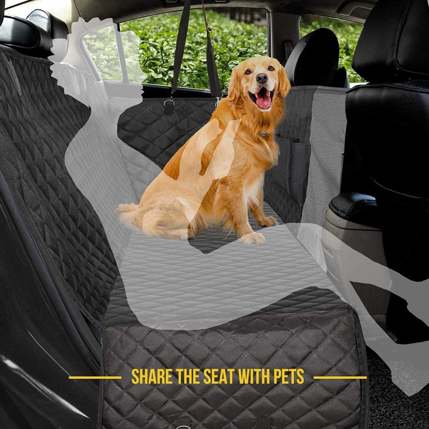 M.A&F's Dog Car Seat Cover, Waterproof and Scratchproof Dog Cover for Car Backseat, Nonslip Pet Car Seat with Mesh Window, Durable Hammock with Side Flaps for Cars, Trucks and SUV (A)