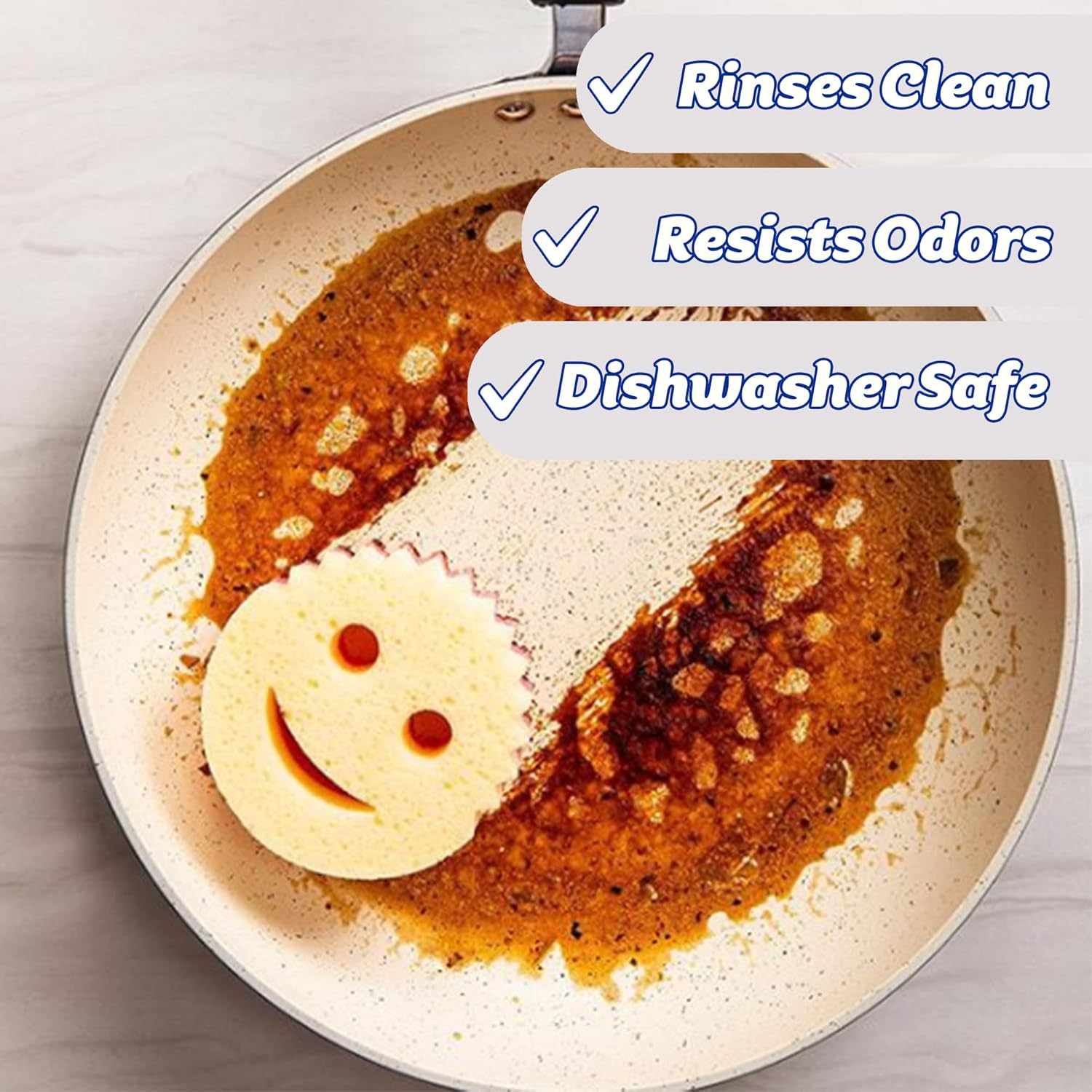 M.A&F's Scrub Mommy Washing Up Sponge - Dual Sided Scrubbing Non Scratch Scourers, Smiley Face Sponges for Cleaning Kitchen & Bathroom, Dish Scrubber, FlexTexture Home Products, Pink Single Pack