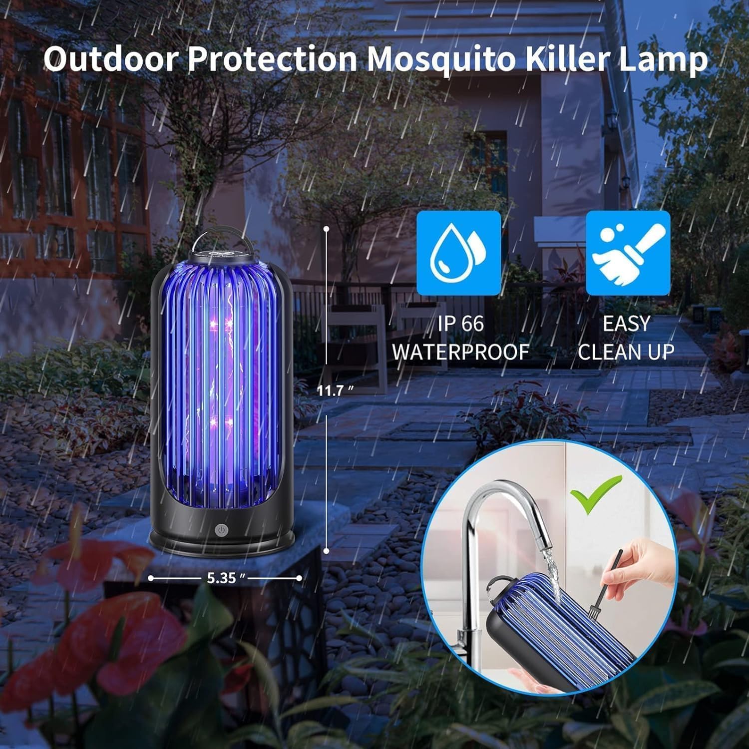 Bug Zapper for Indoor Outdoor, 2000V High Powered UV Light Mosquito Zapper Killer, Waterproof Pest Control Insect Fly Trap Equipped 60inch USB Cable for Home, Patio, Backyard