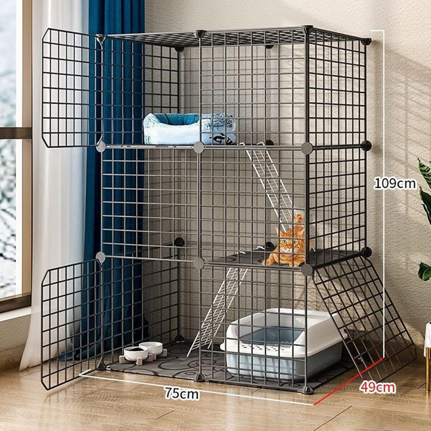 M.A&F's 3 Tier Cat Cage Indoor DIY Pet Playpen Detachable Metal Small Animal Cage Wire Ferret Cage Indoor Cat Kennels for Kitten Puppy Bunny