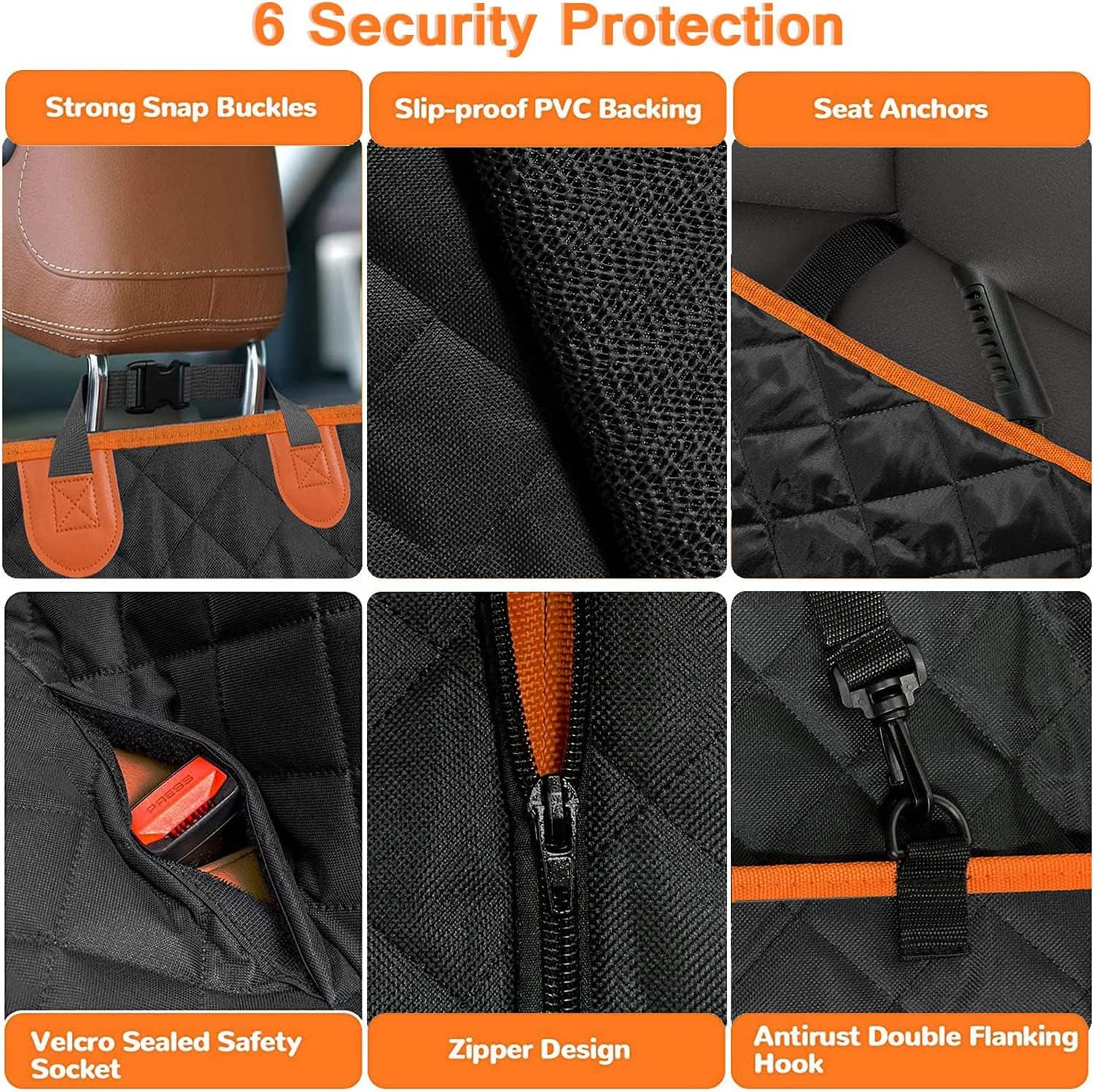 M.A&F's Dog Car Seat Cover, Waterproof and Scratchproof Dog Cover for Car Backseat, Nonslip Pet Car Seat with Mesh Window, Durable Hammock with Side Flaps for Cars, Trucks and SUV (C)