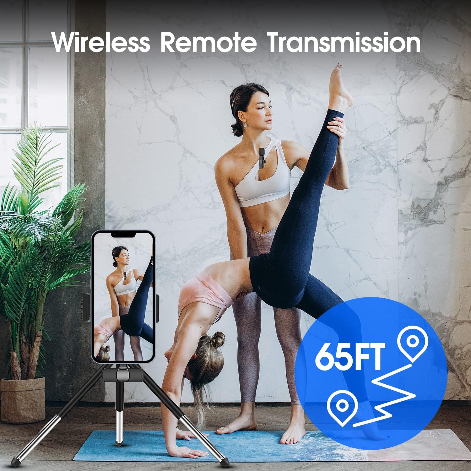 Professional Wireless Lavalier Lapel Microphone for iPhone, iPad - Cordless Omnidirectional Condenser Recording Mic for Interview Video Podcast Vlog YouTube, Bluetooth, Black