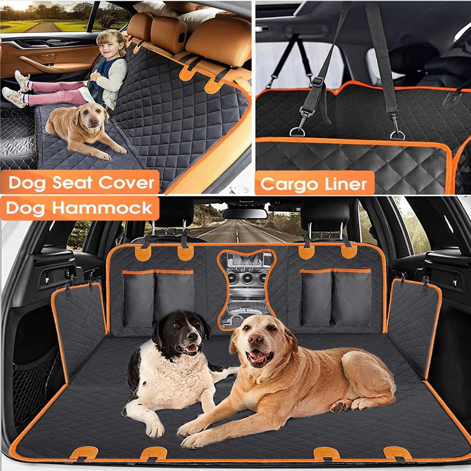 M.A&F's Dog Car Seat Cover, Waterproof and Scratchproof Dog Cover for Car Backseat, Nonslip Pet Car Seat with Mesh Window, Durable Hammock with Side Flaps for Cars, Trucks and SUV (C)