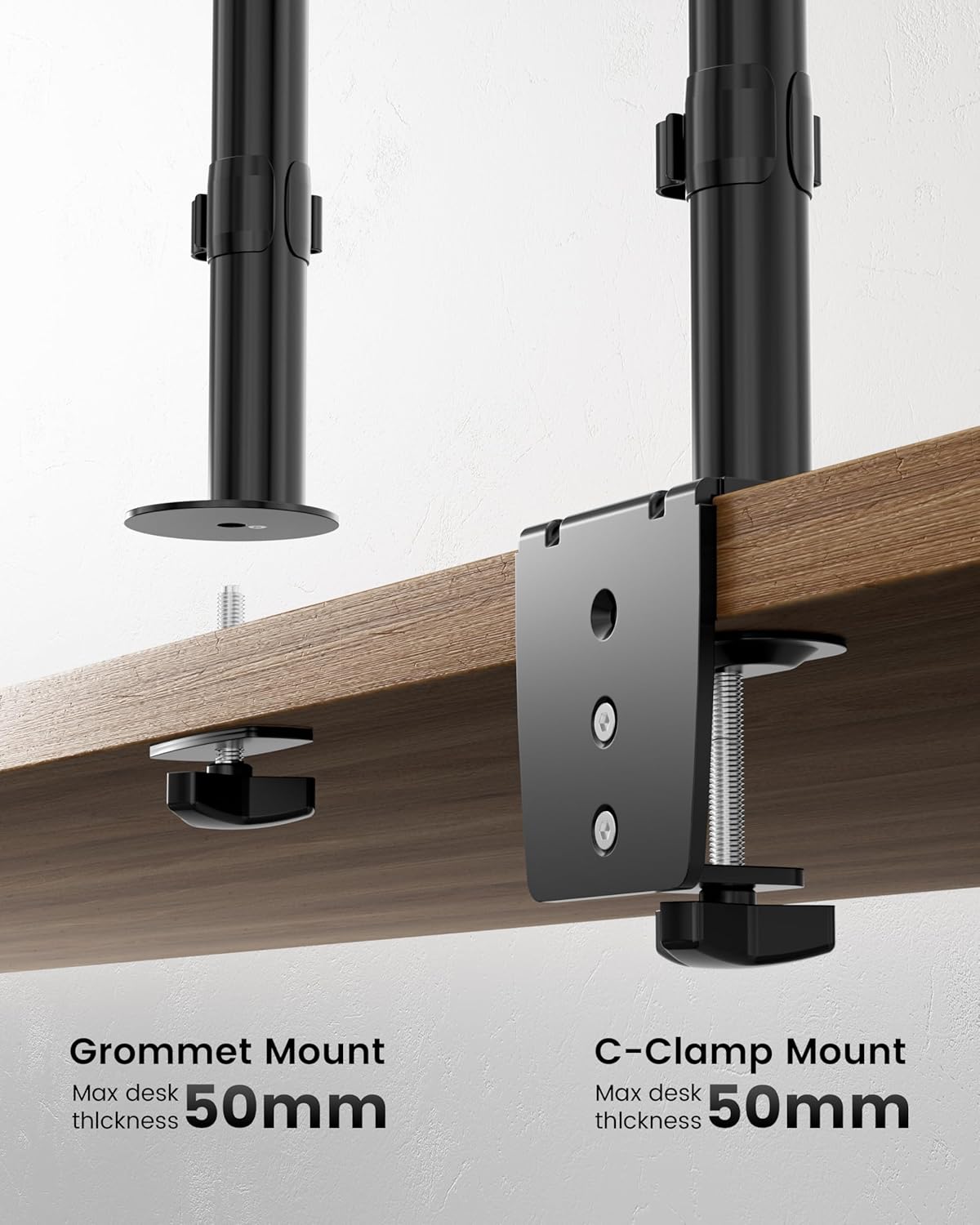 LIFE Dual Monitor Arm - Height Adjustable Dual Monitor Arm for 13-27" Computer Screens UP to 8KGs, Ergonomic Heavy Duty Dual VESA Monitor Mount 75mm/100mm, Designed for Home, Office