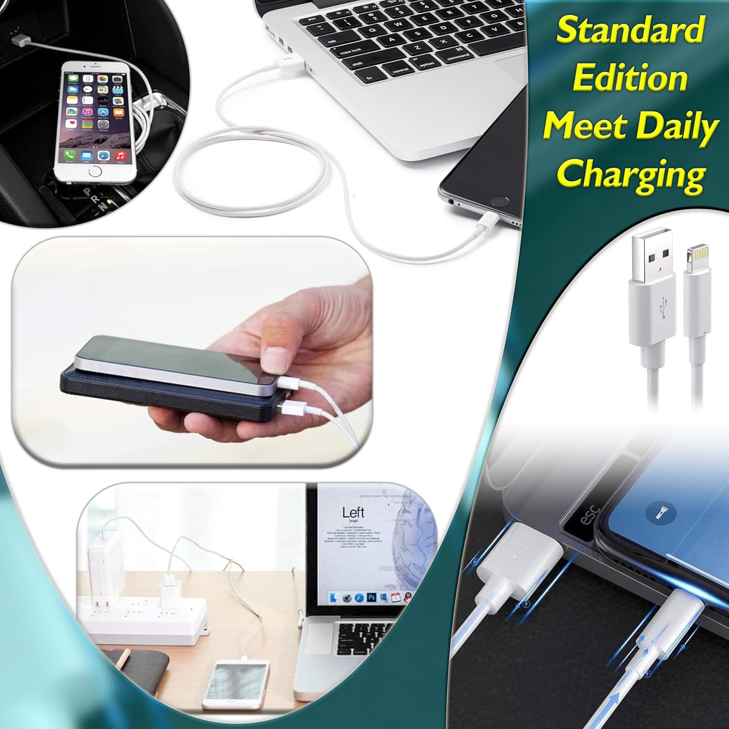 Original [iPhone Fast Charging Cable for Apple MFi Certified] Lightning to USB High-Speed Data Sync Cable Compatible with iPhone 14/14 Pro/14 Plus/14 Pro Max, iPad Pro, iPhone 13-5 (1m, White)
