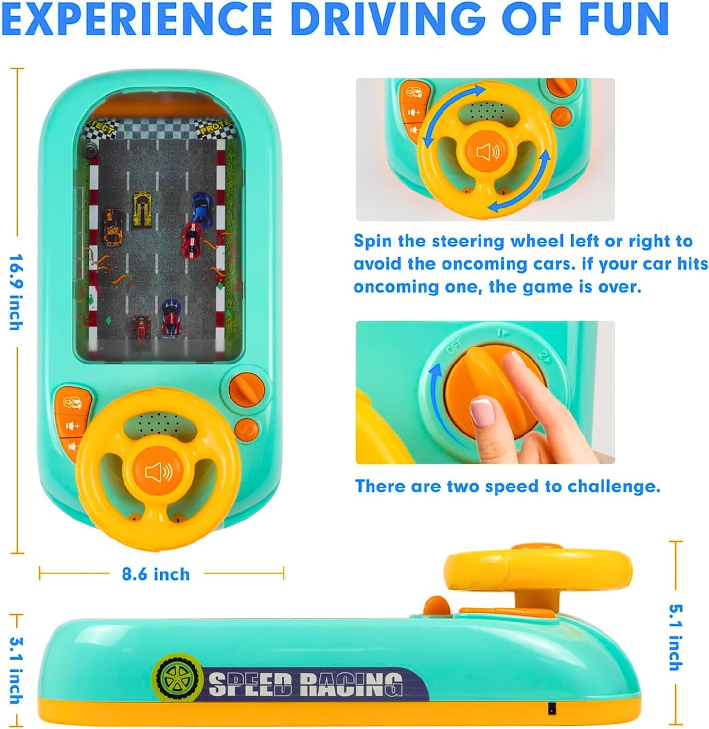 Musical Steering Wheel Toys for Boys 4-6, Toddler Simulated Driving Racing Car Game with Sound Age 3+ Year Old, Interactive Educational Learning Race Car Toy for Boys and Girls Birthday Gift