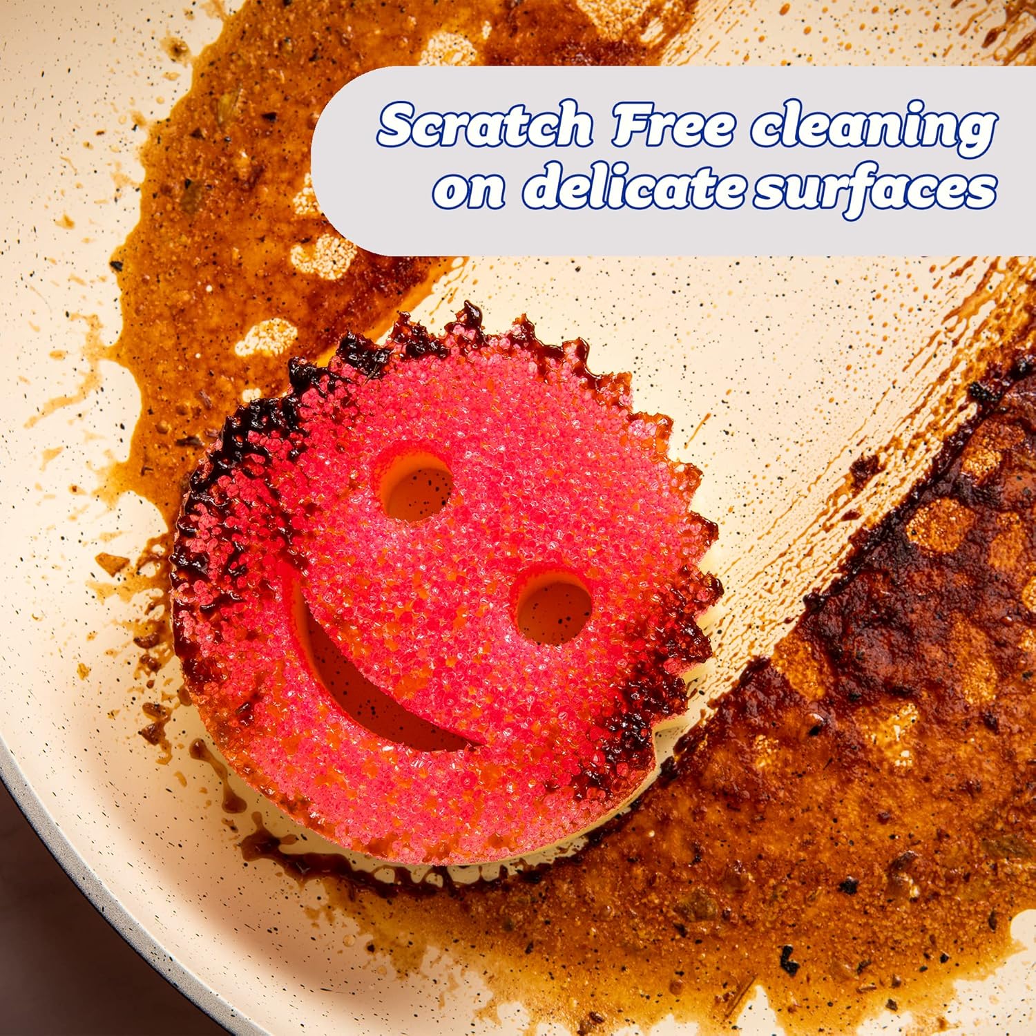 M.A&F's Scrub Mommy Washing Up Sponge - Dual Sided Scrubbing Non Scratch Scourers, Smiley Face Sponges for Cleaning Kitchen & Bathroom, Dish Scrubber, FlexTexture Home Products, Pink Single Pack