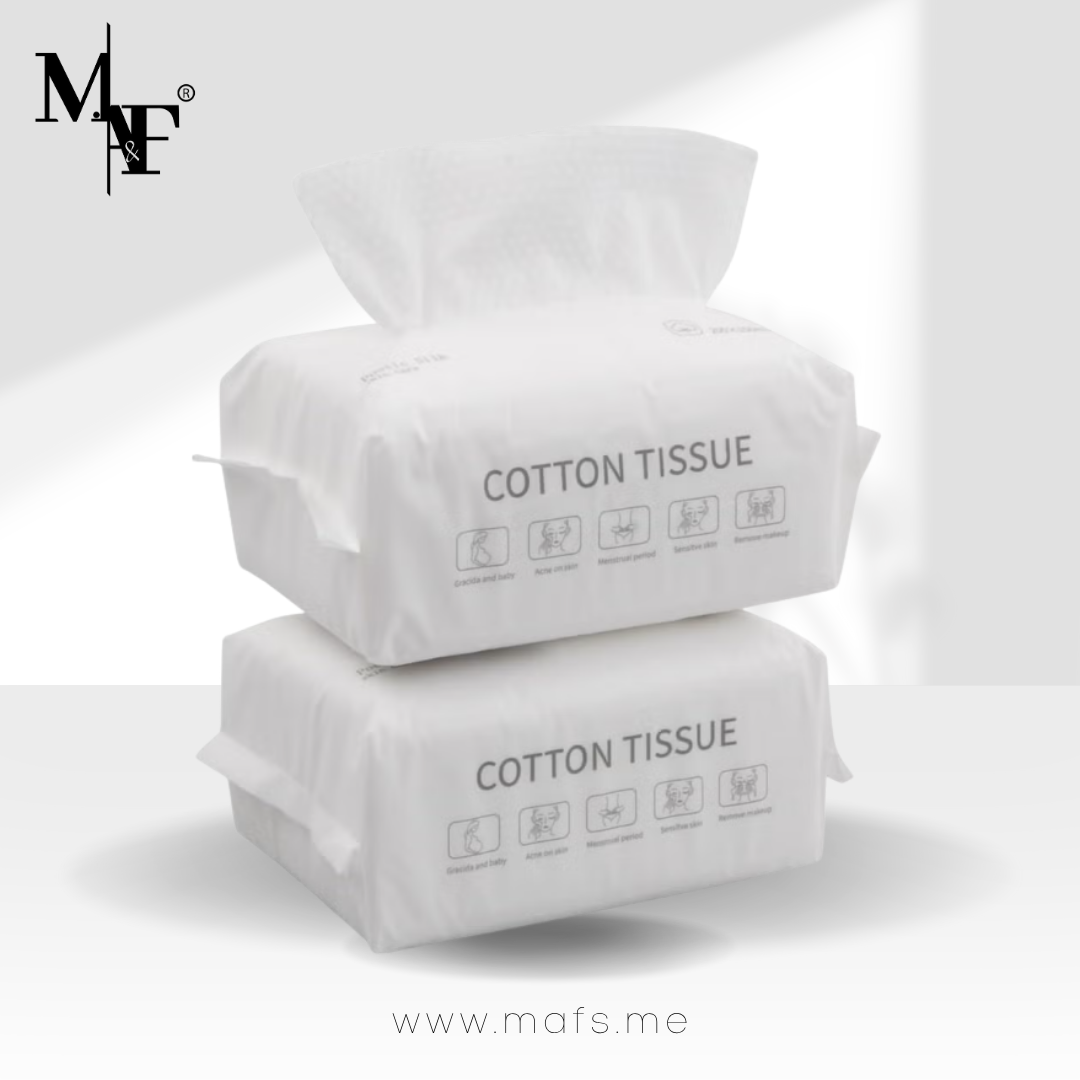 M.A&F's Disposable Face Towels for Skincare - 200PCS Soft Cotton Tissue, 200x200mm, Wet & Dry Facial Cleansing Wipes, Makeup Remover Towels, Lint-Free Travel Washcloths for Sensitive Skin