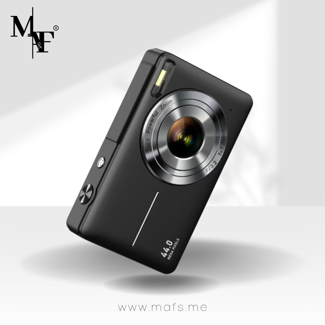 M.A&F's Digital Camera, FHD 1080P Kids Camera 44MP Point and Shoot Digital Cameras with 32GB SD Card, 16X Zoom, Two Batteries, Lanyard, Compact Small Camera for Kids Boys Girls, Black