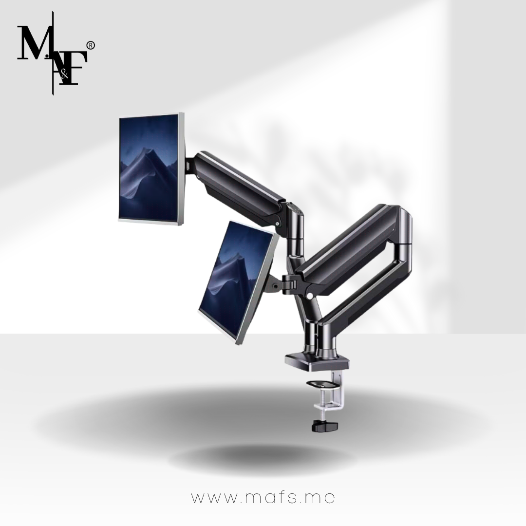 M.A&F's Dual Monitor Stand for Desk, Adjustable Gas Spring Double Monitor Mount Holds 4.4-17.6 lbs and 13-32 Inch Screens, Monitor Arms for 2 Monitors, VESA 75x75 100x100 with C-clamp& Grommet, Black
