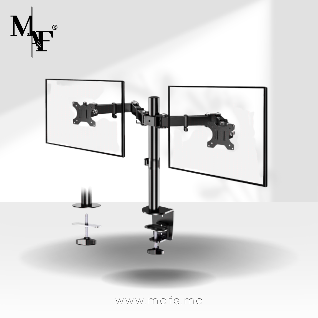 M.A&F's Dual Monitor Arm - Height Adjustable Dual Monitor Arm for 13-27" Computer Screens UP to 8KGs, Ergonomic Heavy Duty Dual VESA Monitor Mount 75mm/100mm, Designed for Home, Office