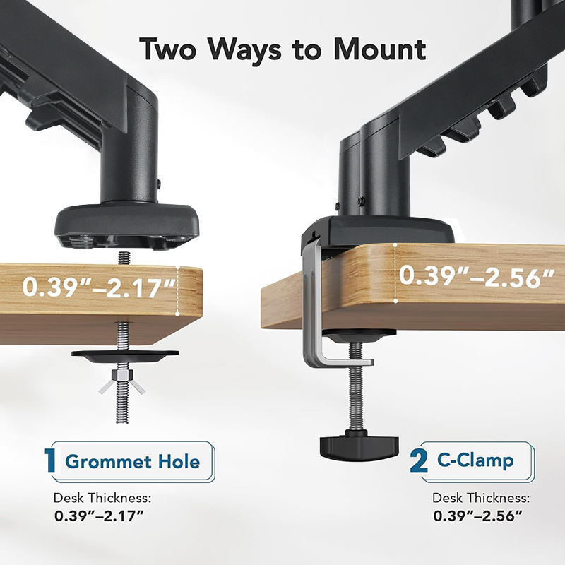 Single Monitor Arm - VESA Mount Aluminum Gas Spring Adjustable Ergonomic Computer Monitor Arm, Swivel Monitor Mount & 2 Grommet Mounting Base for 13-32 inches 2-9kgs Sceens