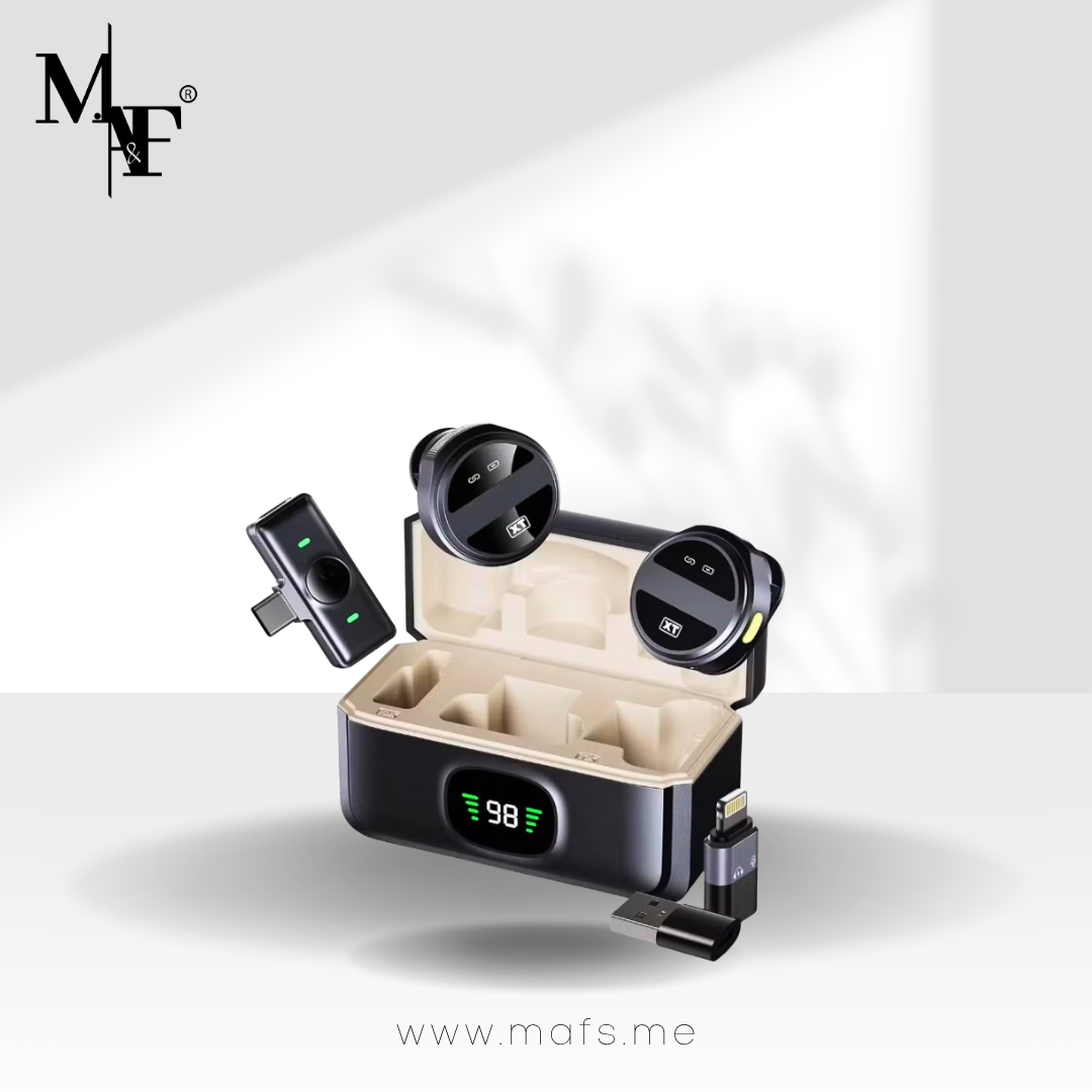 M.A&F's Wireless Lavalier Microphone for iPhone/Android, Mini Lapel Mic with Charging Case, Magnetic Clip, Noise Cancelling, 300FT Range, Condenser Mic for Stream, Vlog, TikTok and YouTube