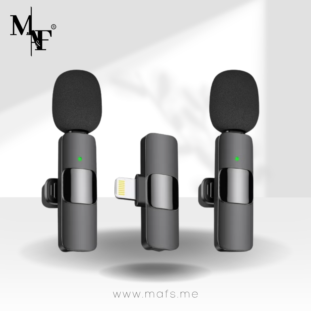 M.A&F's Professional Wireless Lavalier Lapel Microphone for iPhone, iPad - Cordless Omnidirectional Condenser Recording Mic for Interview Video Podcast Vlog YouTube, Bluetooth, Black